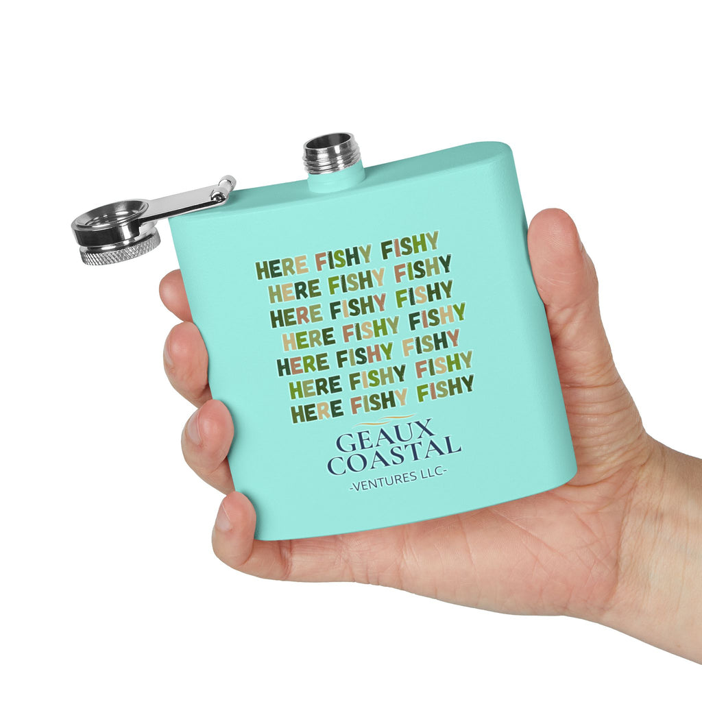 Stainless Steel Flask, 6oz - Camo Here Fishy Fishy - Boy *Camo*