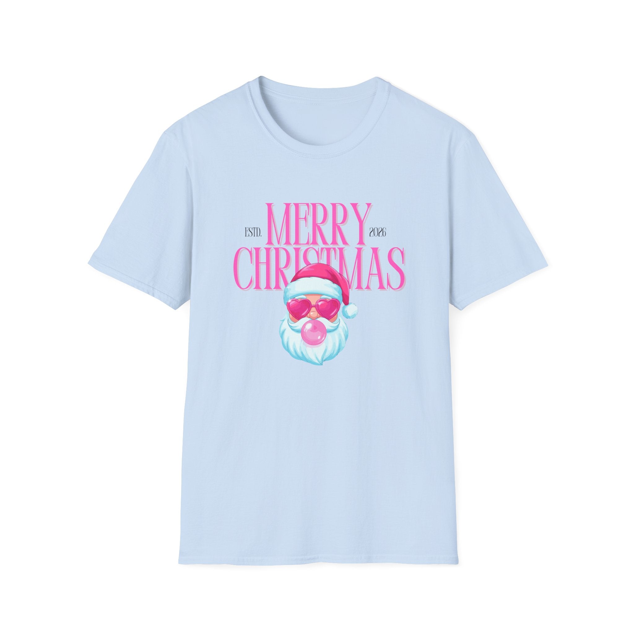 Ladies Soft Relaxed Tee- Santa (Cool Santa) pink