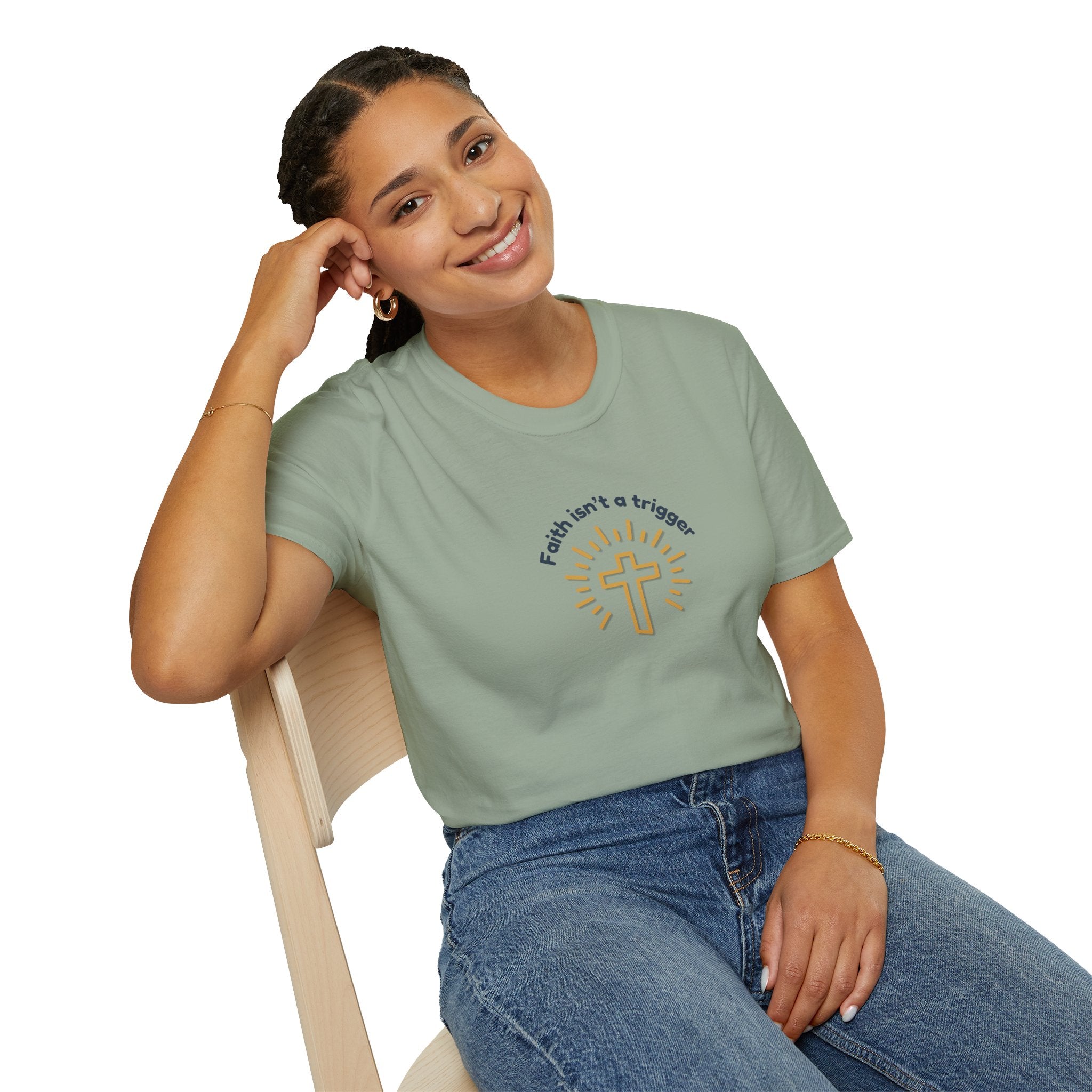 Relaxed Men or Women Soft Tee - Faith isn't a trigger