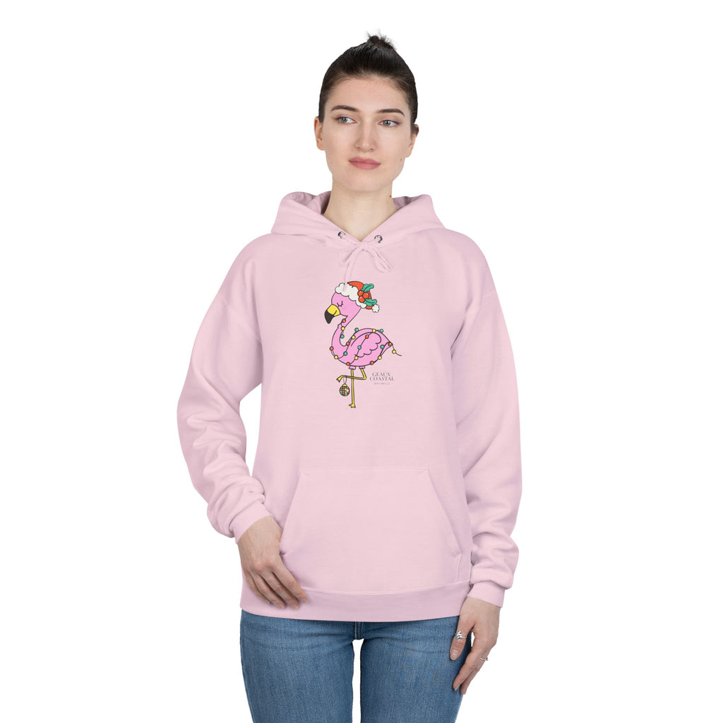 Ladies Pullover Hoodie Sweatshirt - Flamingo Cute Christmas Cheer - Regular Fit