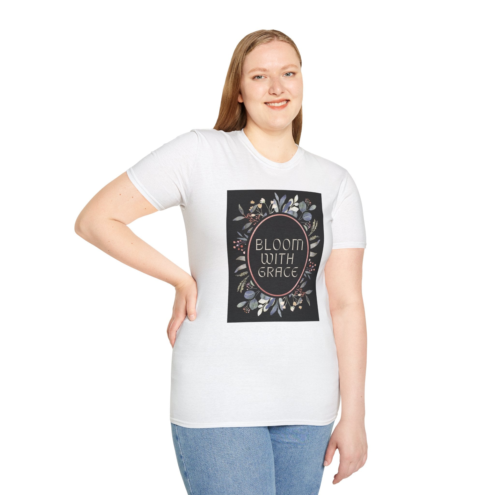 Women's Relaxed Tee - Bloom with Grace Back flowers