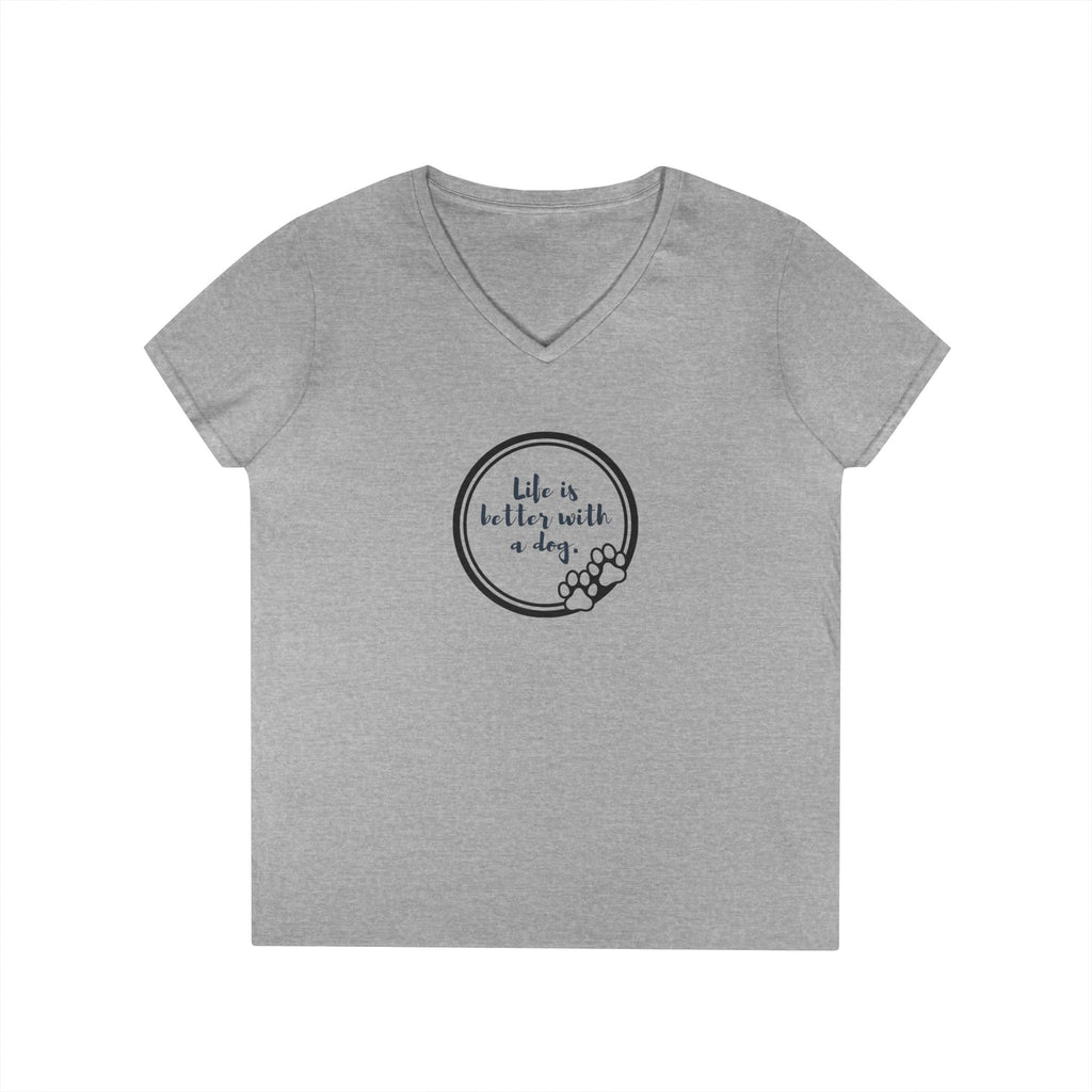 Ladies' V-Neck T-Shirt - Fitted - Dog Life