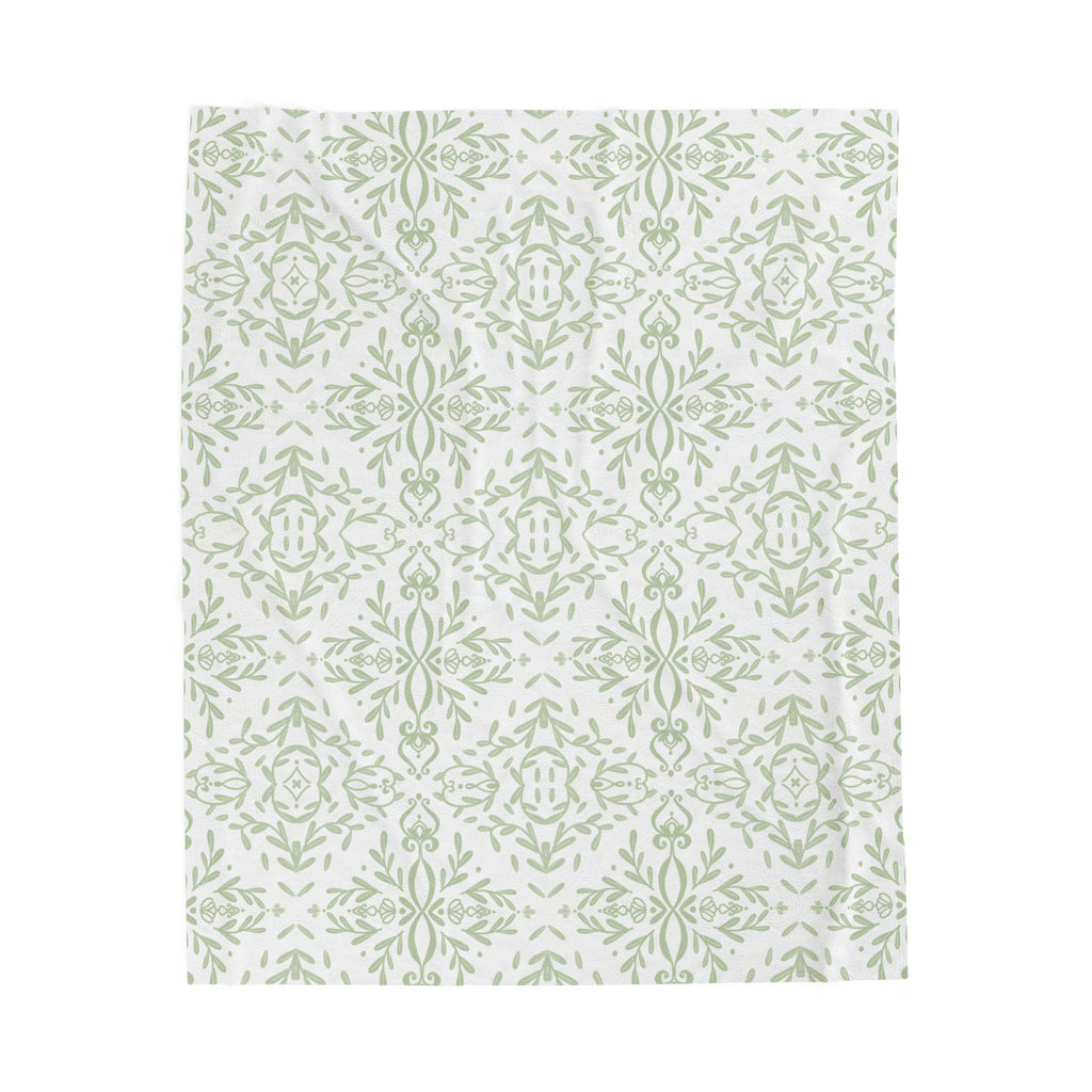Velveteen Plush Blanket - Green French Toile