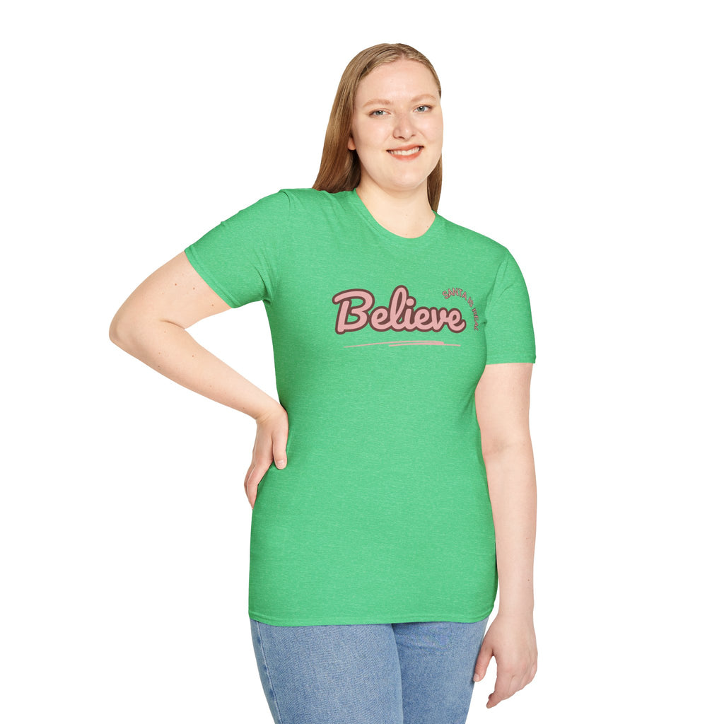 Ladies  Soft Tee - Relaxed Fit "Christmas "  "Believe"   "Santa"