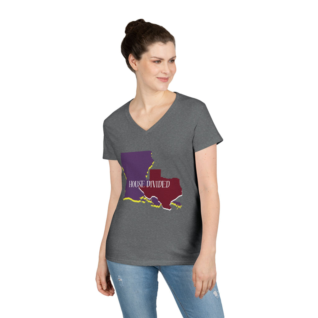 Ladies' V-Neck Tee Fitted - "Aggies" "LSU" "House Divided"