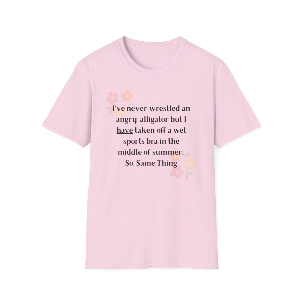 Ladies Soft Relaxed Soft T Shirt - Wrestle a alligator vs a wet bra