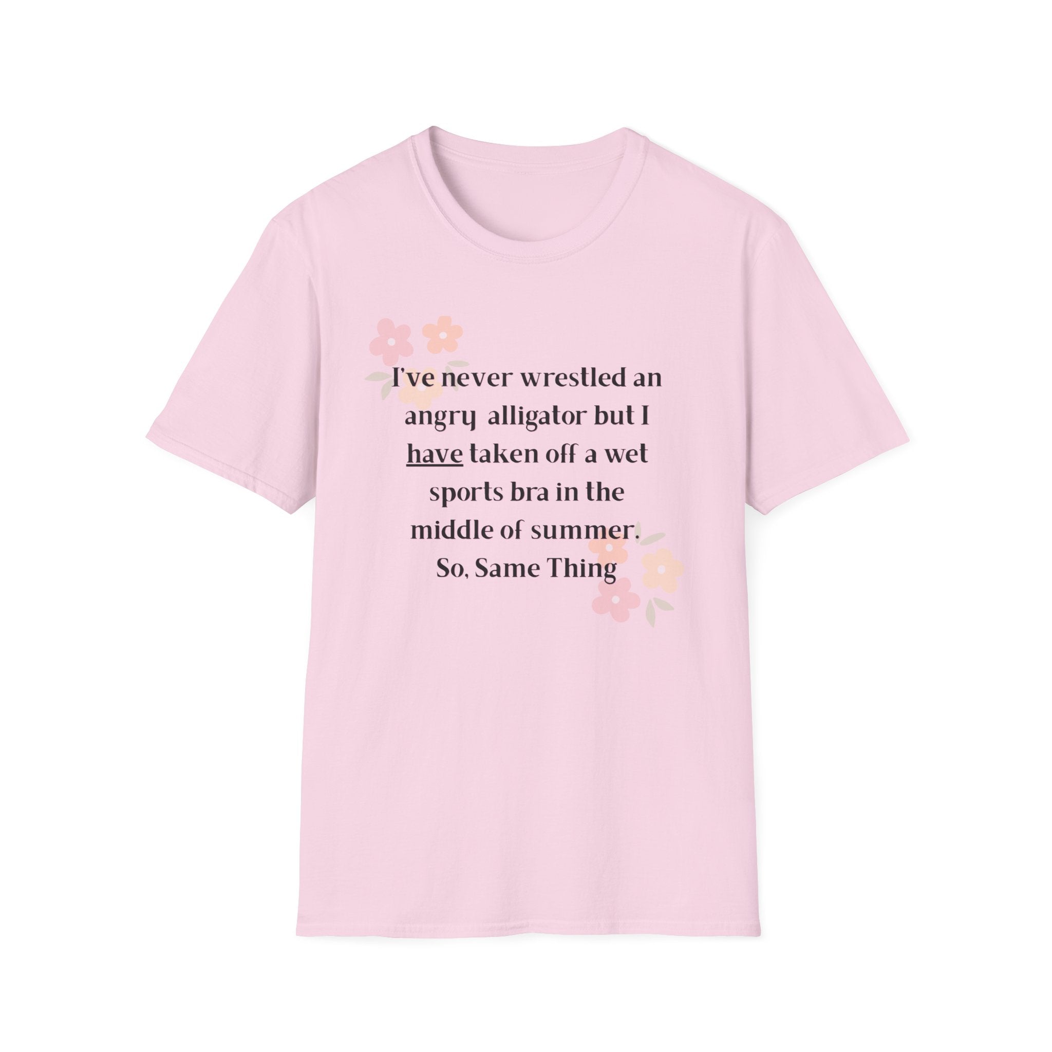 Ladies Soft Relaxed Soft T Shirt - Wrestle a alligator vs a wet bra