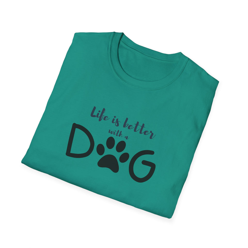 Ladies soft relaxed Tee- Life is better with a dog