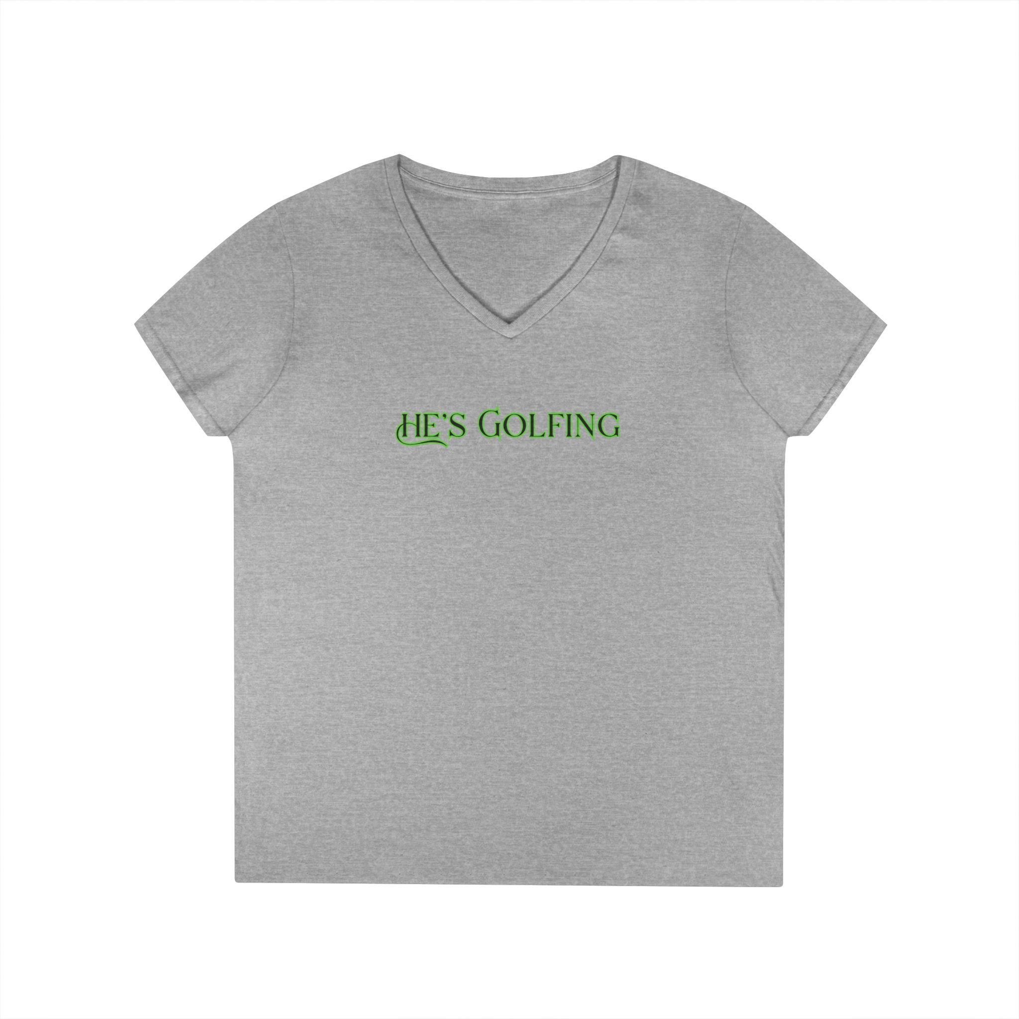Ladies' V-Neck T-Shirt - Fitted - He's Golfing Soft Tee