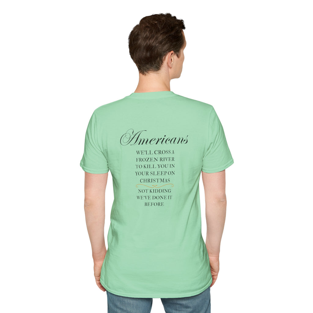 Men and Women - Soft Relaxed Tee- Americans crossing the river at christmas - american revolution - funny