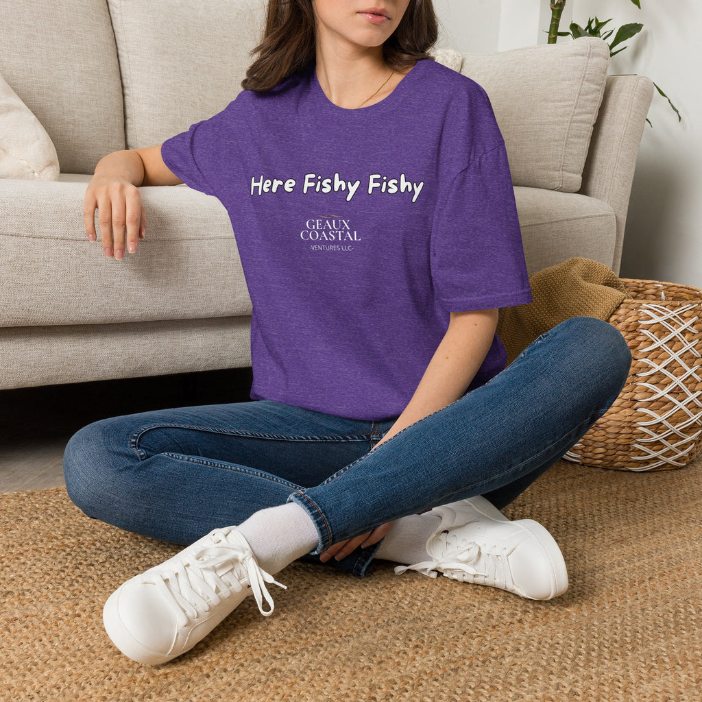 Men and Women ( Soft ) t Shirt - Here Fishy Fishy with Funny BACK - Regular Fit