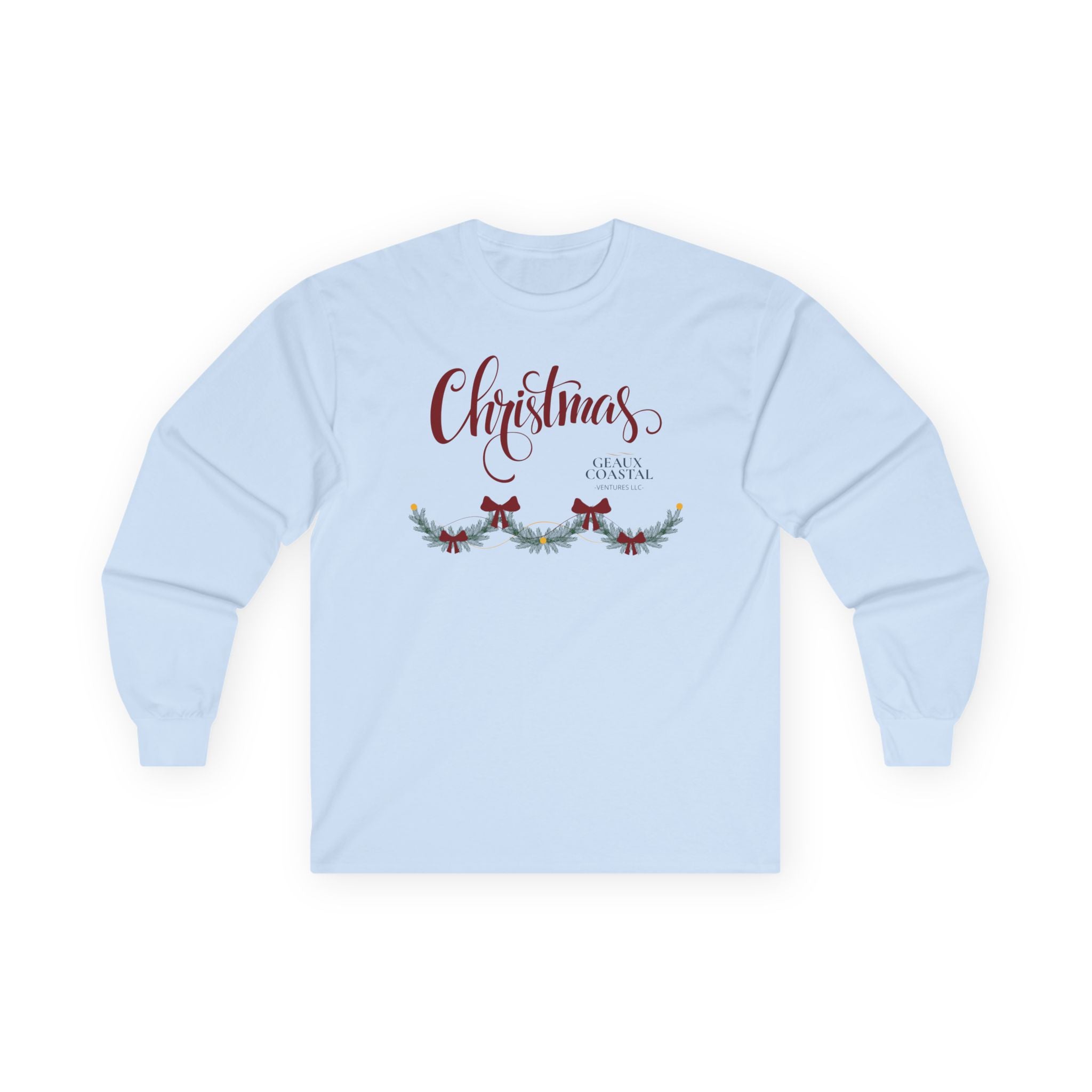 Ladies Ultra Cotton Long Sleeve Tee - Christmas (Maroon) Regular Fit