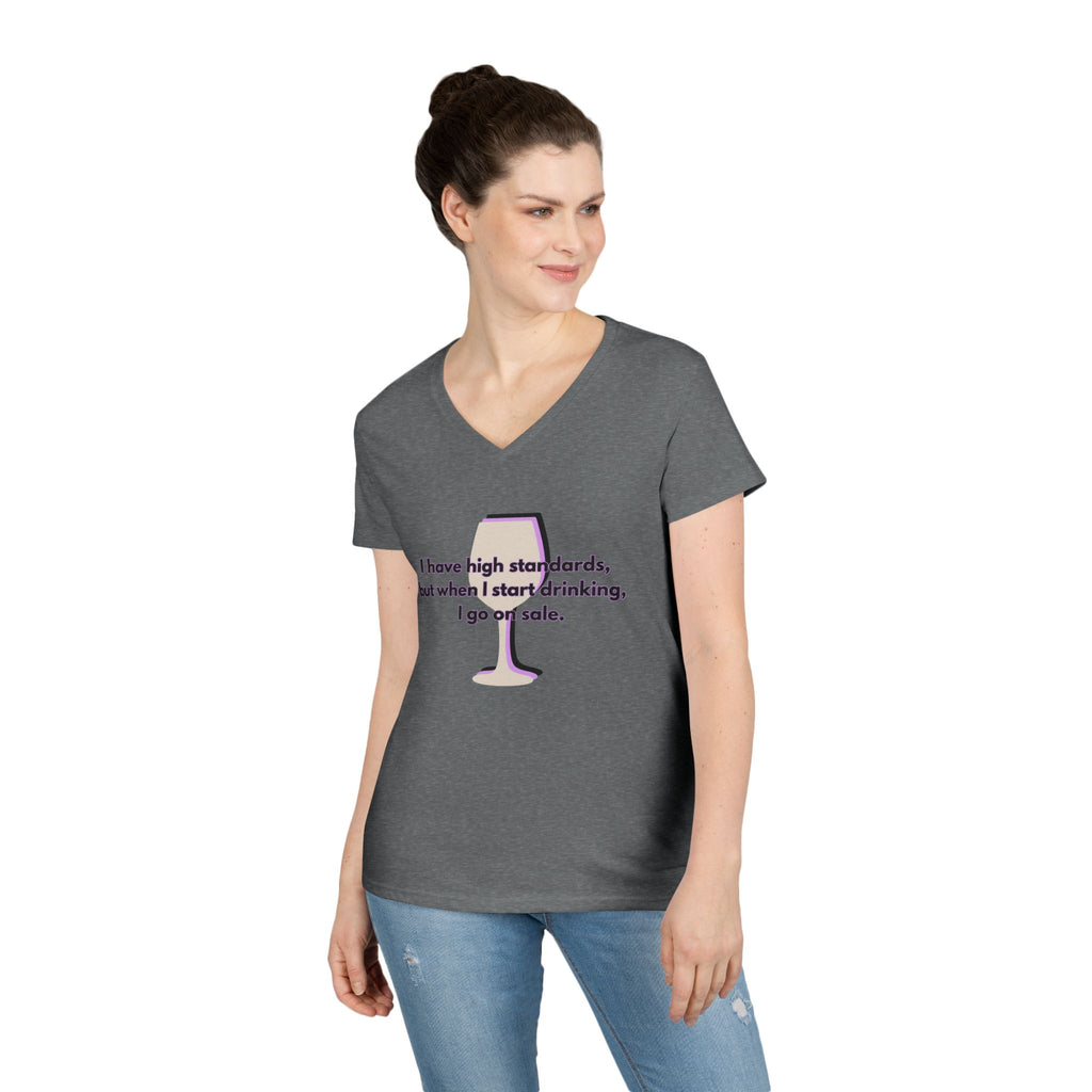 Ladies' V-Neck T-Shirt - Fitted - Wine Shirt - Going on Sale