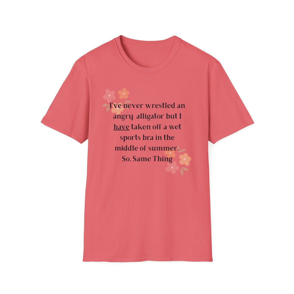 Ladies Soft Relaxed Soft T Shirt - Wrestle a alligator vs a wet bra
