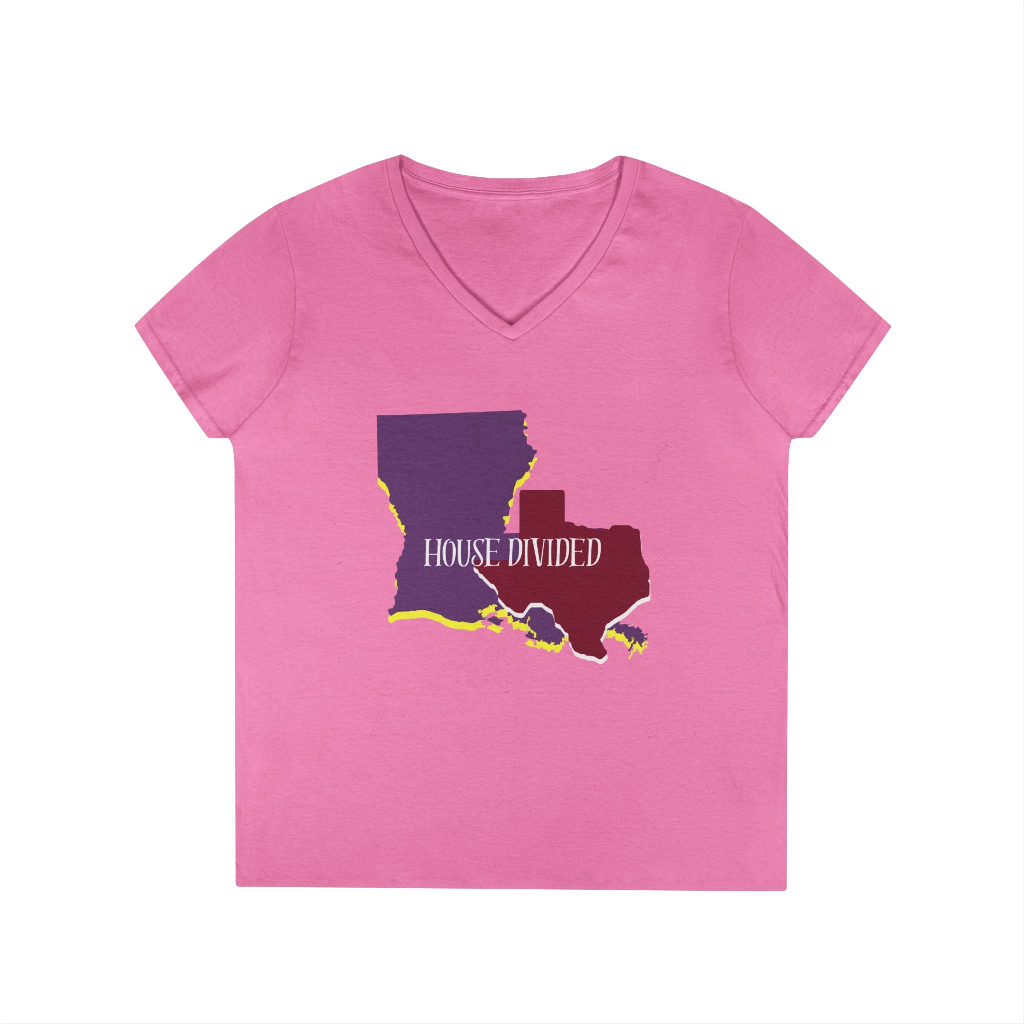 Ladies' V-Neck Tee Fitted - "Aggies" "LSU" "House Divided"
