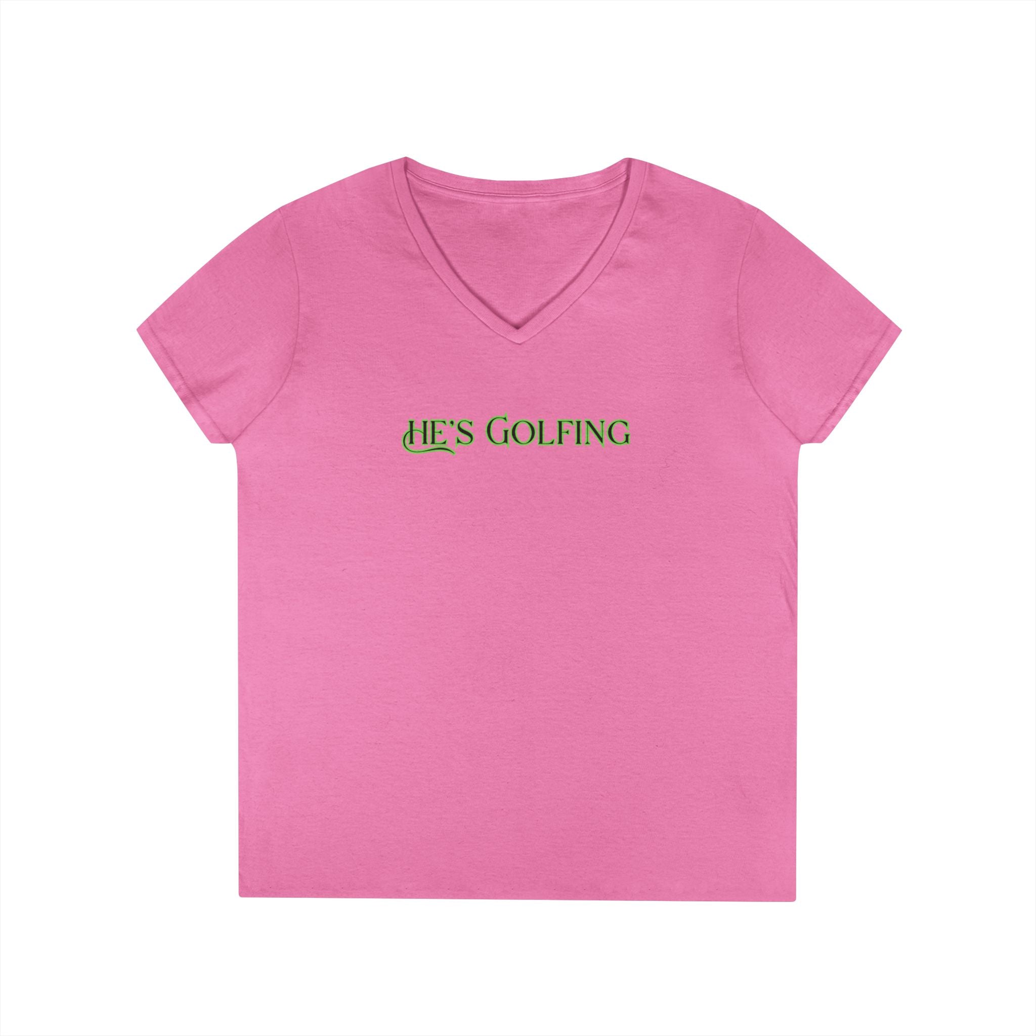 Ladies' V-Neck T-Shirt - Fitted - He's Golfing Soft Tee