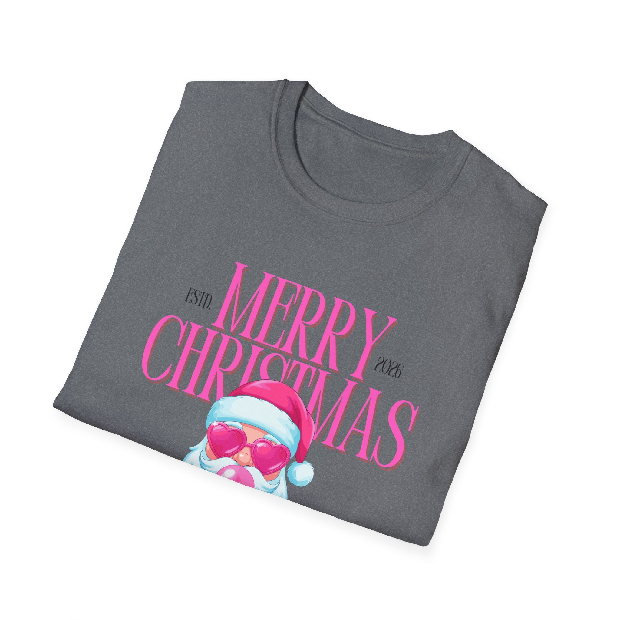 Ladies Soft Relaxed Tee- Santa (Cool Santa) pink