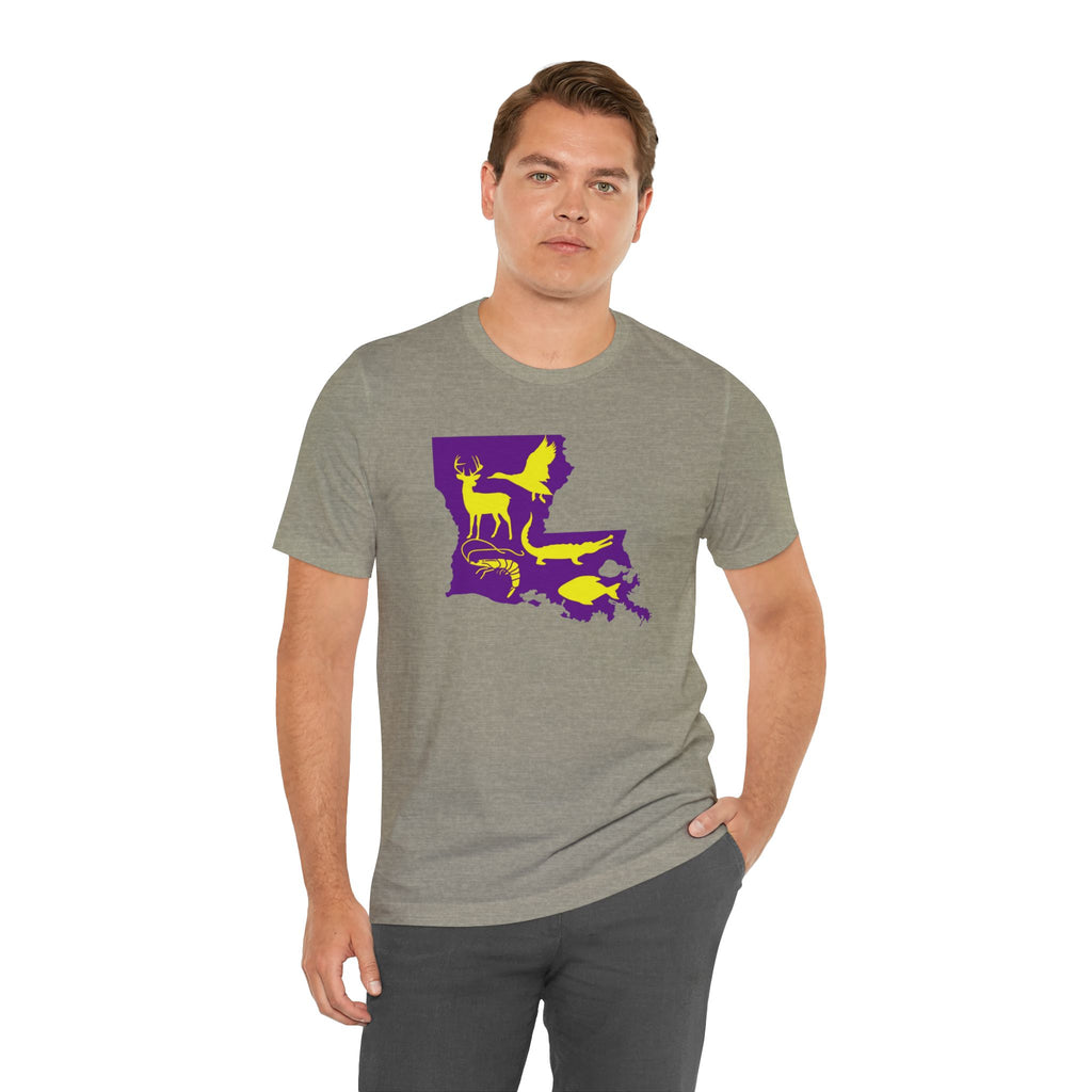 Mens Ultra Soft Jersey Short Sleeve Tee - Hunting Louisiana