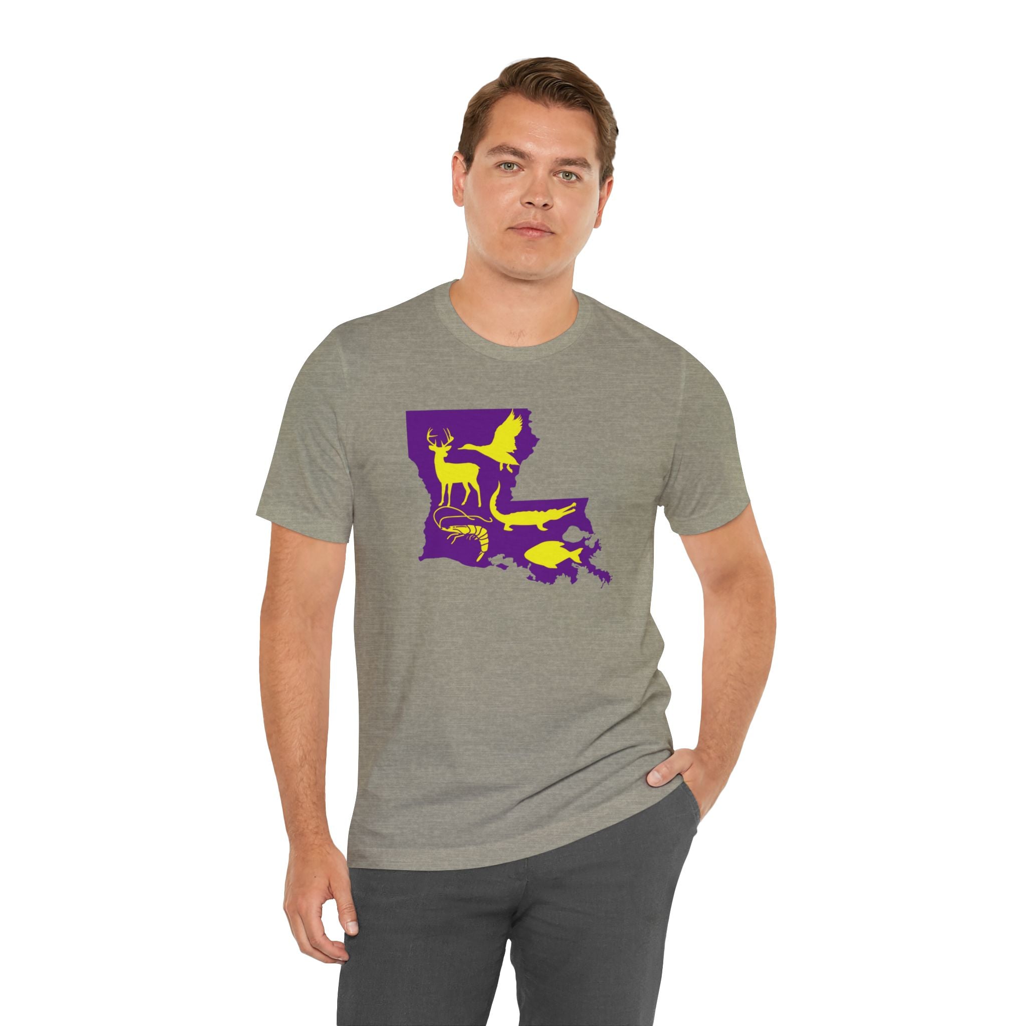 Mens Ultra Soft Jersey Short Sleeve Tee - Hunting Louisiana