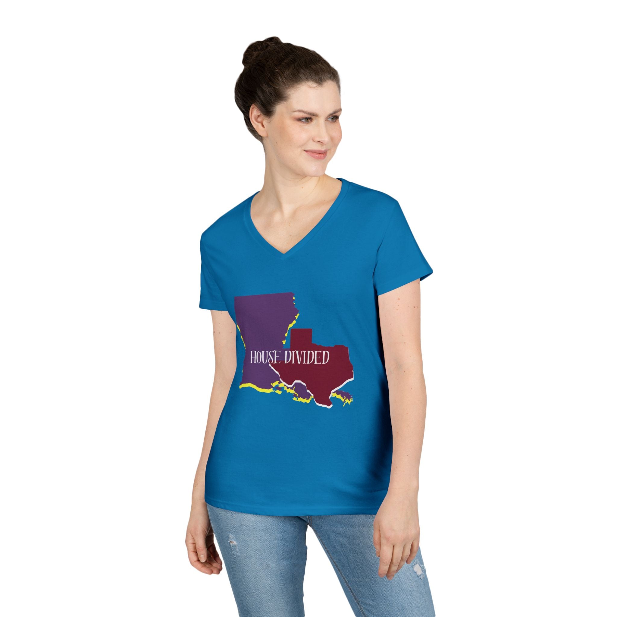 Ladies' V-Neck Tee Fitted - "Aggies" "LSU" "House Divided"