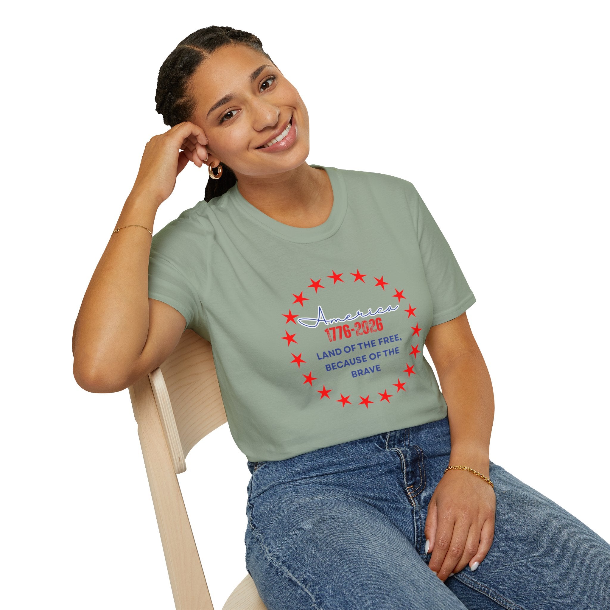 Relaxed Soft Tee- Men and Women - Home of the Free because of the brave