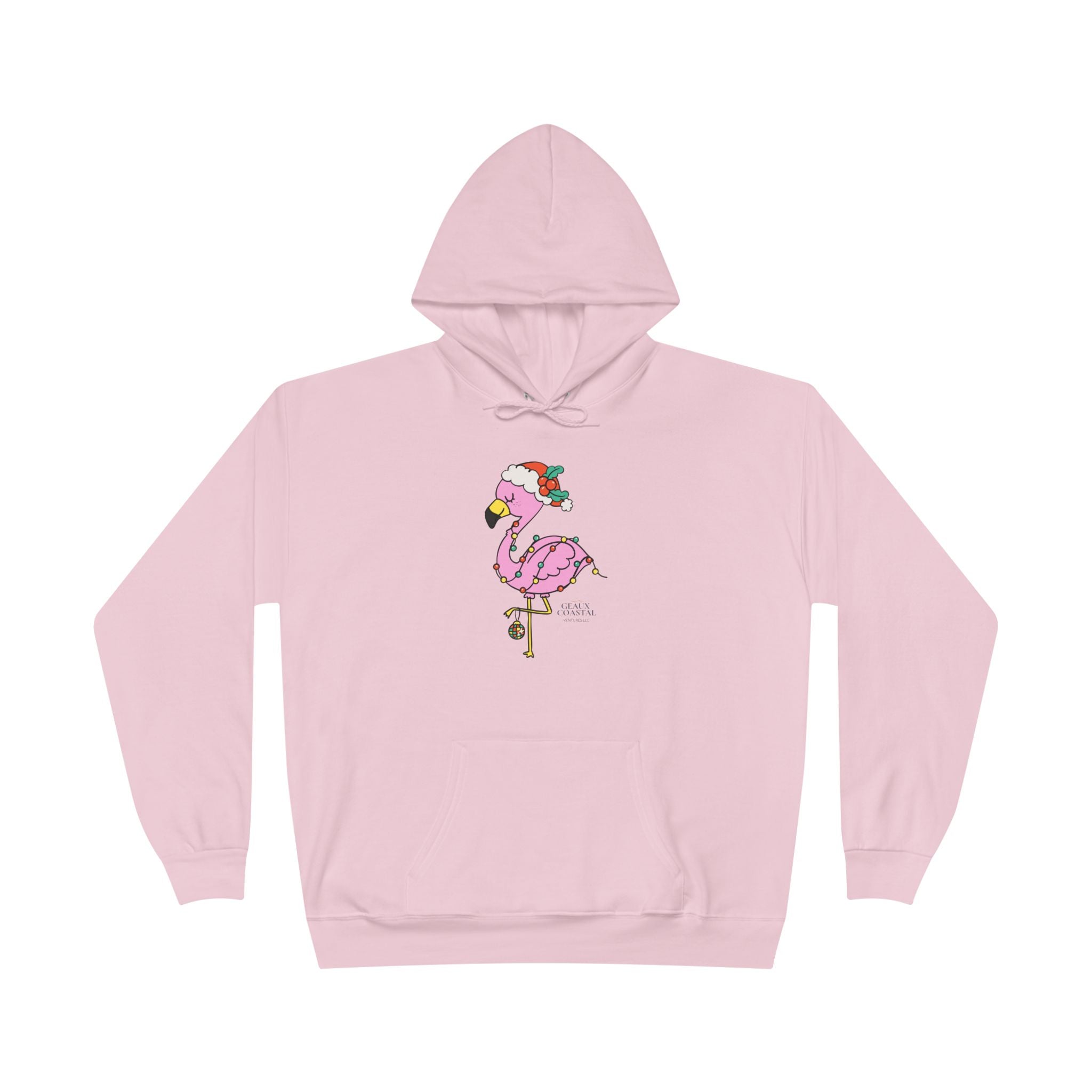 Ladies Pullover Hoodie Sweatshirt - Flamingo Cute Christmas Cheer - Regular Fit