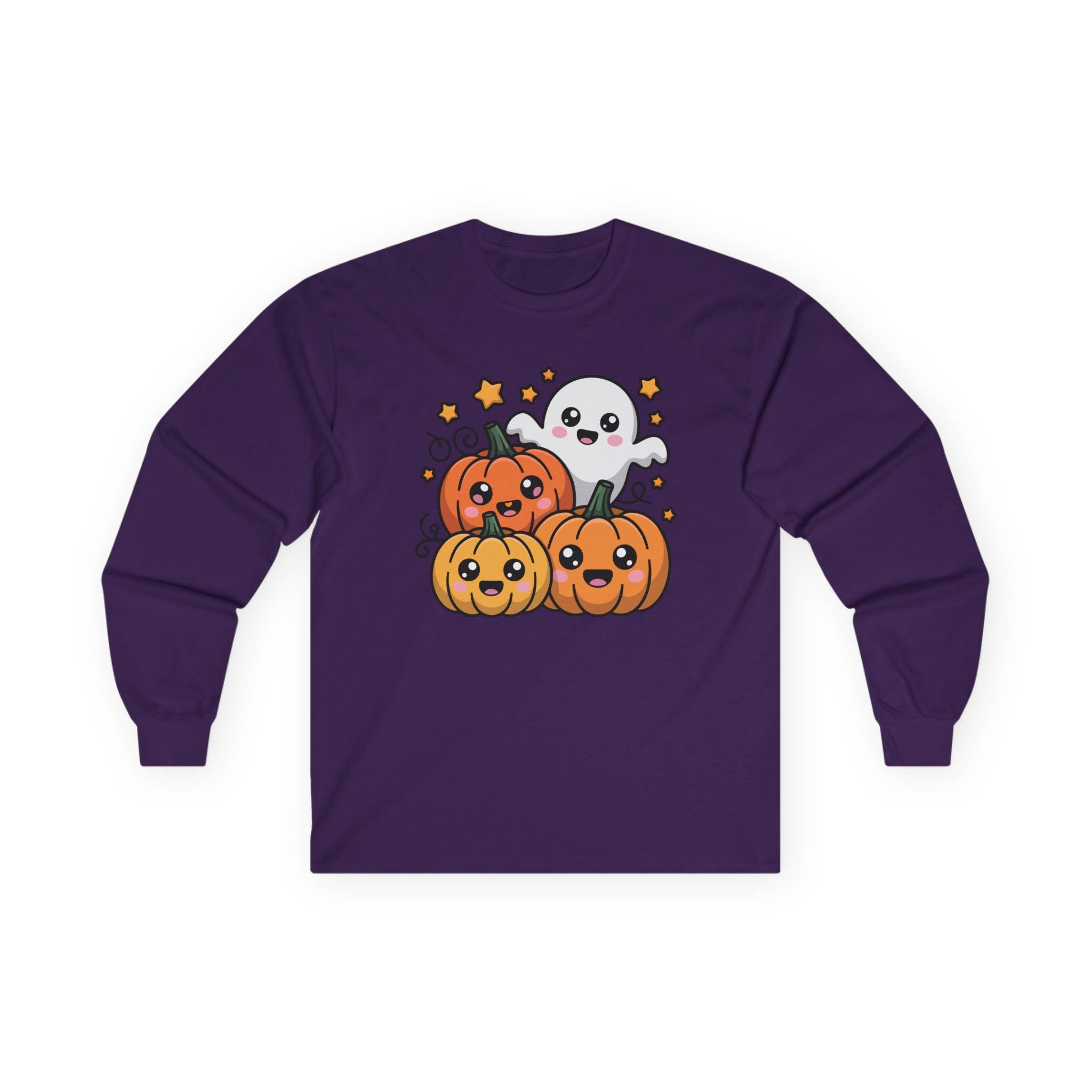 Womens Soft Relaxed Long Sleeve - Halloween Cute  - Pumpkins