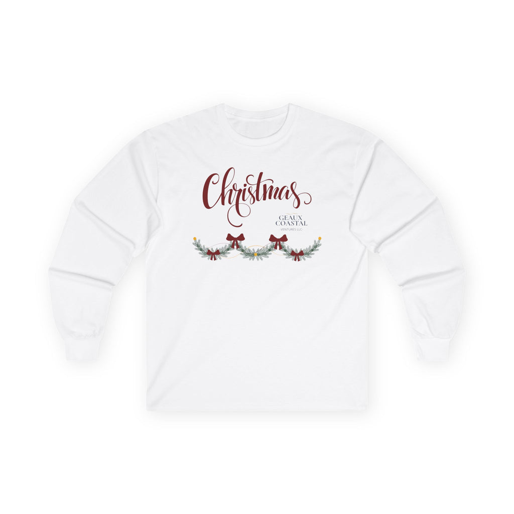 Ladies Ultra Cotton Long Sleeve Tee - Christmas (Maroon) Regular Fit