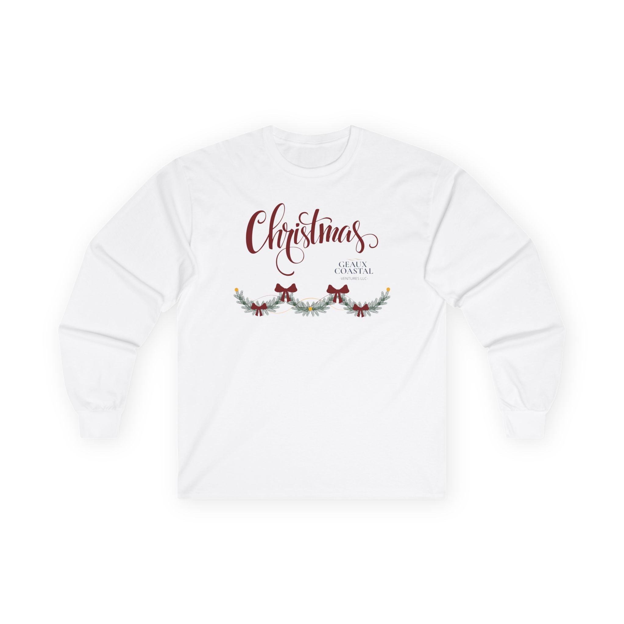 Ladies Ultra Cotton Long Sleeve Tee - Christmas (Maroon) Regular Fit
