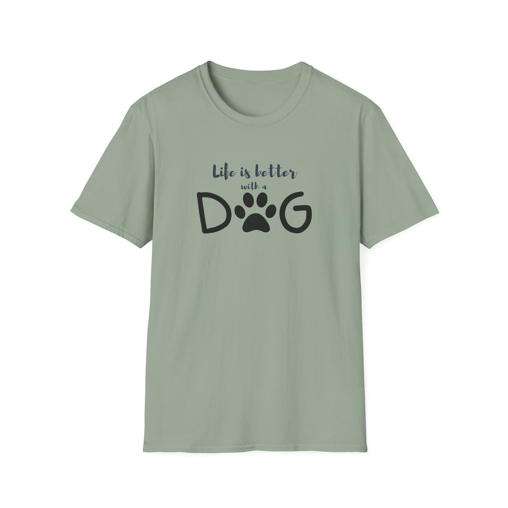 Ladies soft relaxed Tee- Life is better with a dog