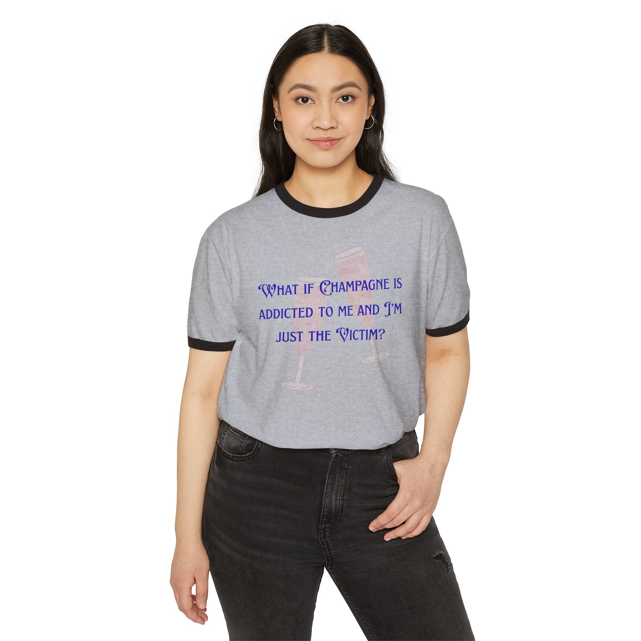 Woman's Regular T Shirt - Champagne is addicted