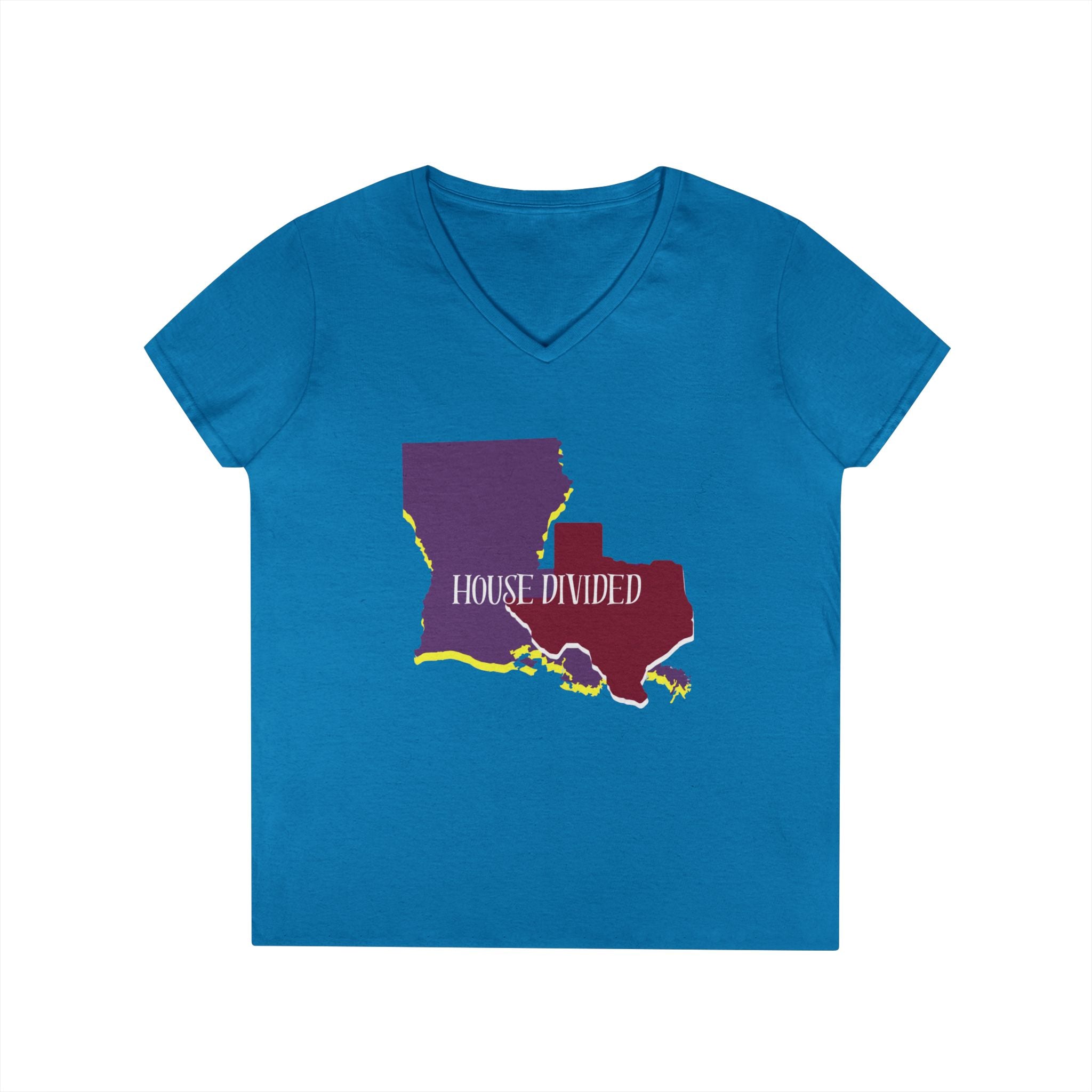 Ladies' V-Neck Tee Fitted - "Aggies" "LSU" "House Divided"