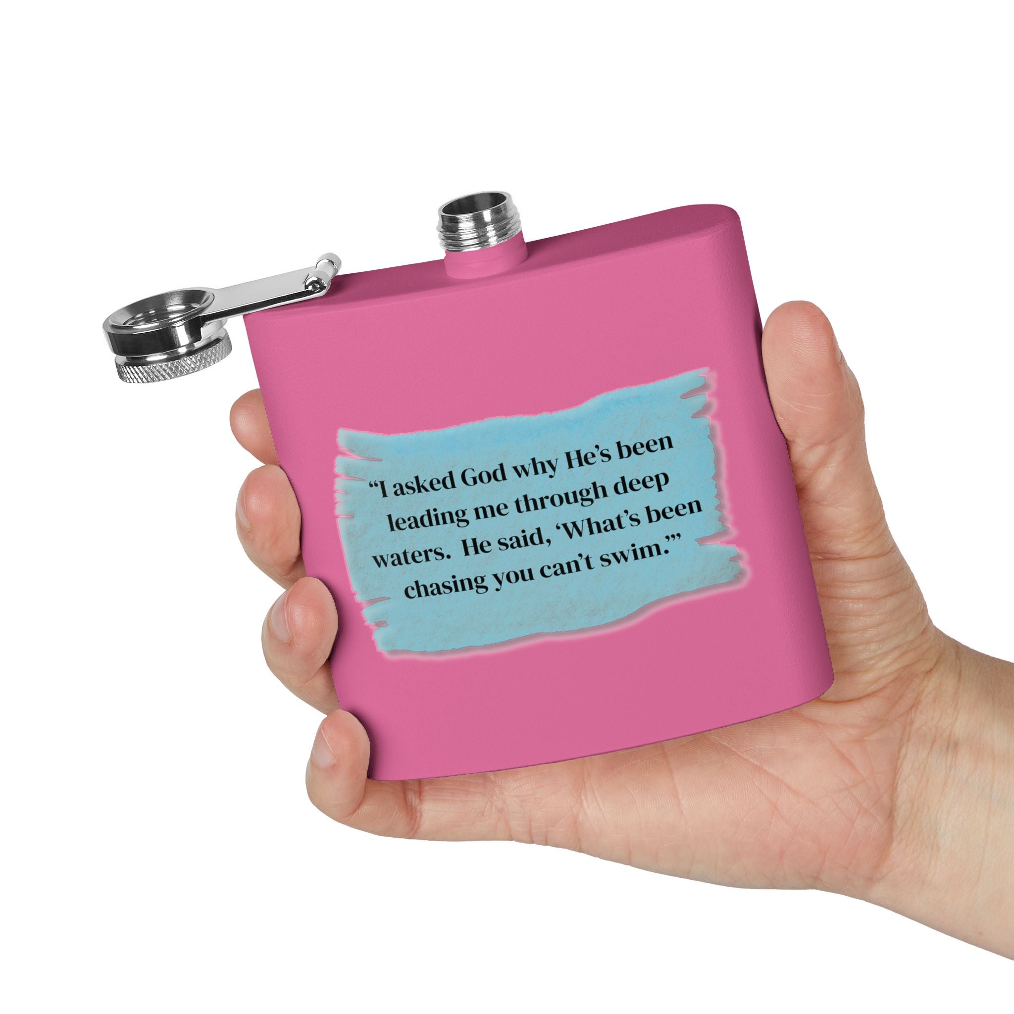 Stainless Steel Flask, 6oz - God Leading you through the deep