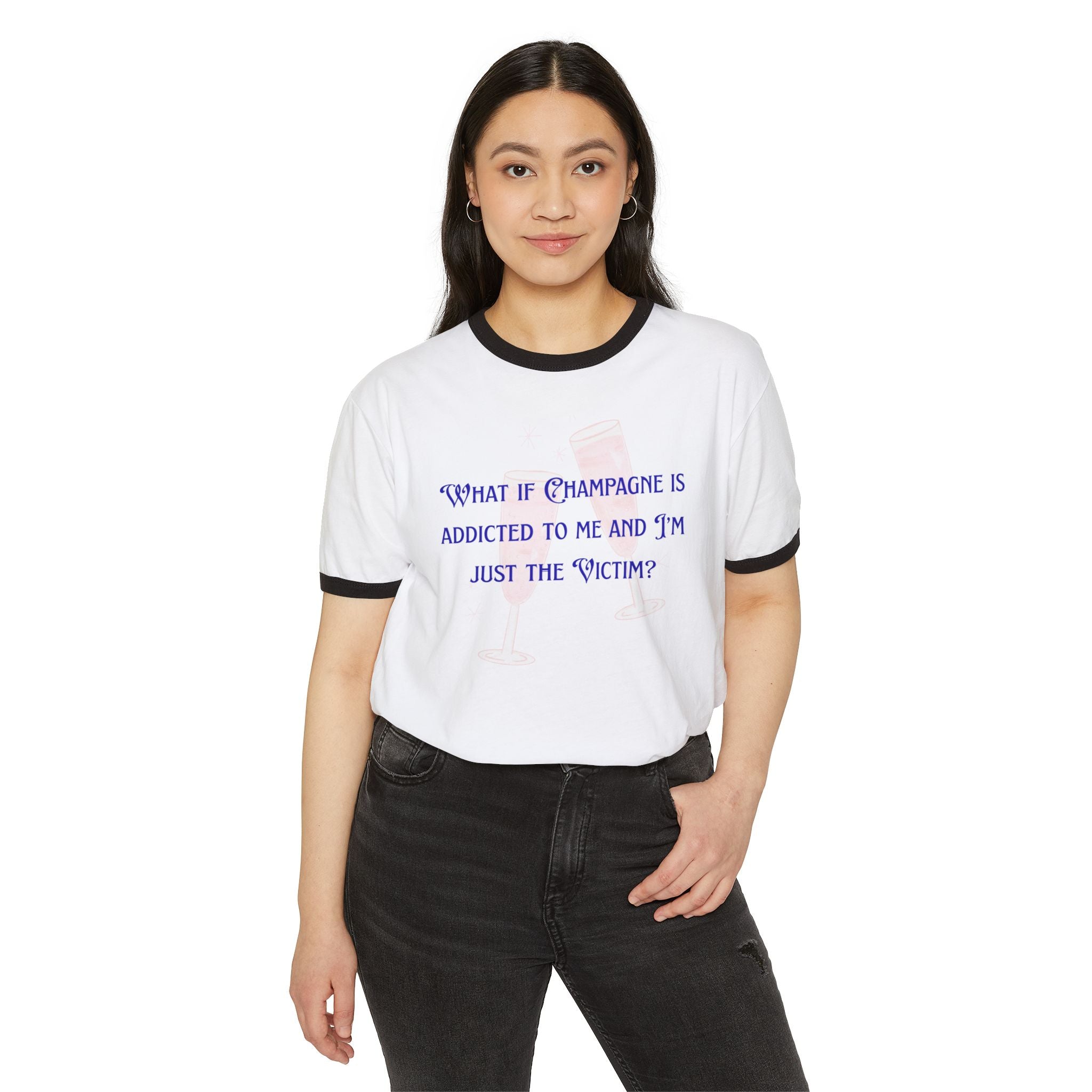 Woman's Regular T Shirt - Champagne is addicted