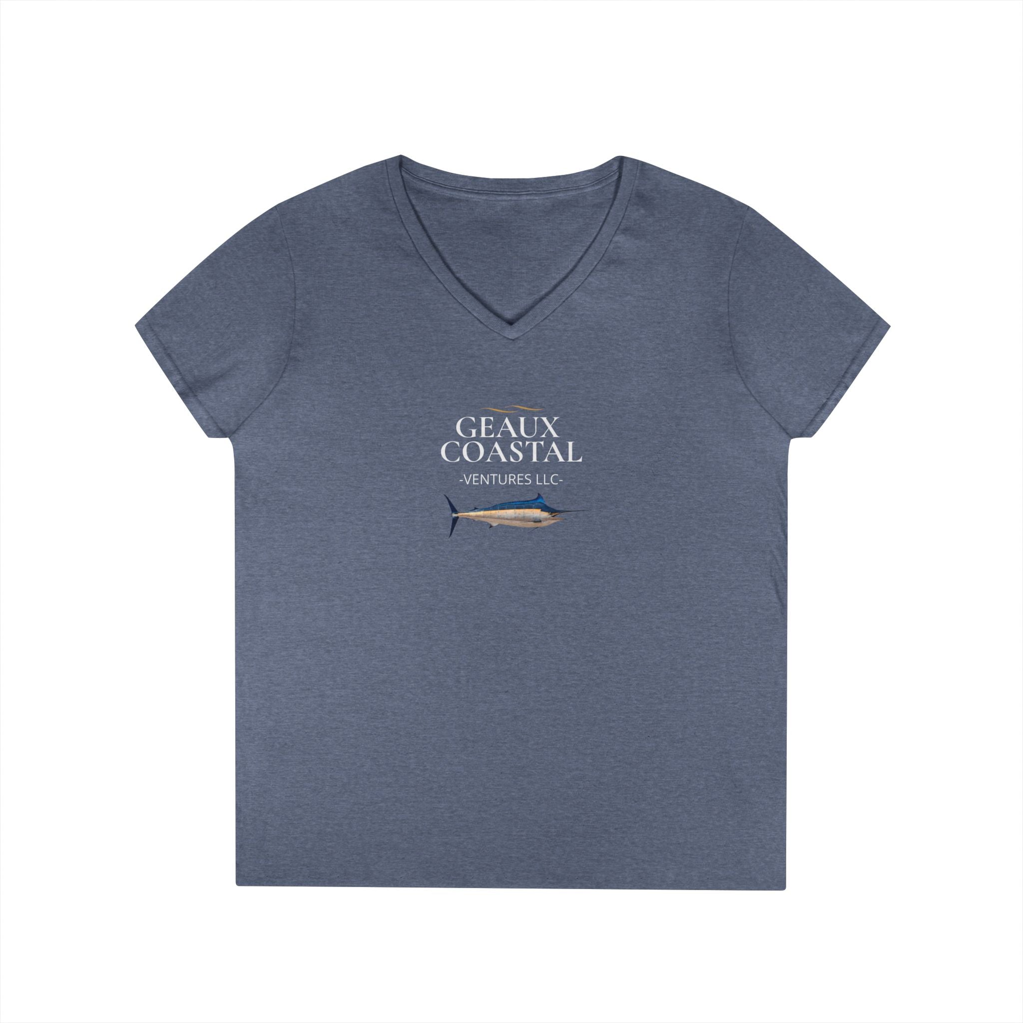Women's V Neck Marlin Geaux Coastal Soft Tee - Slim