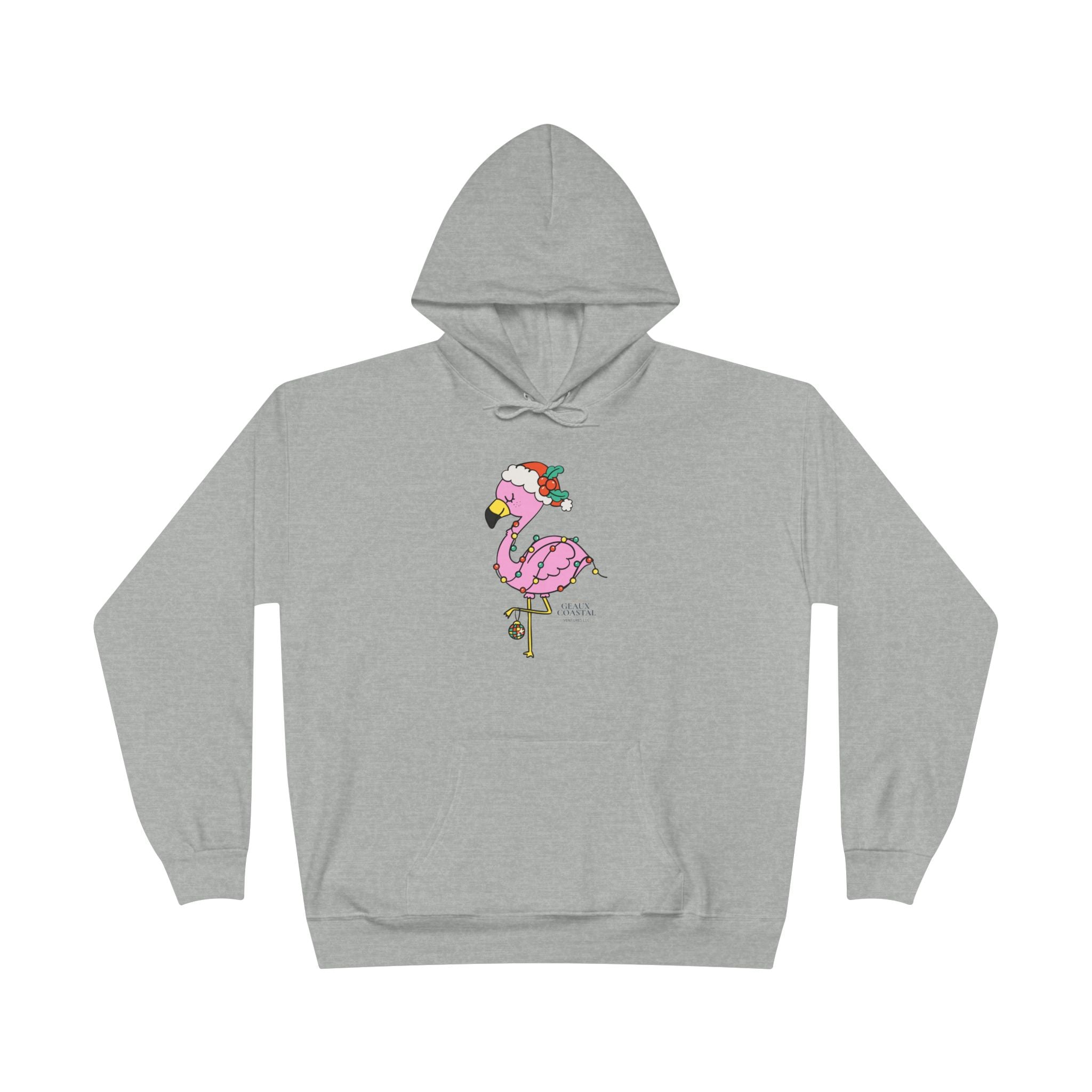 Ladies Pullover Hoodie Sweatshirt - Flamingo Cute Christmas Cheer - Regular Fit