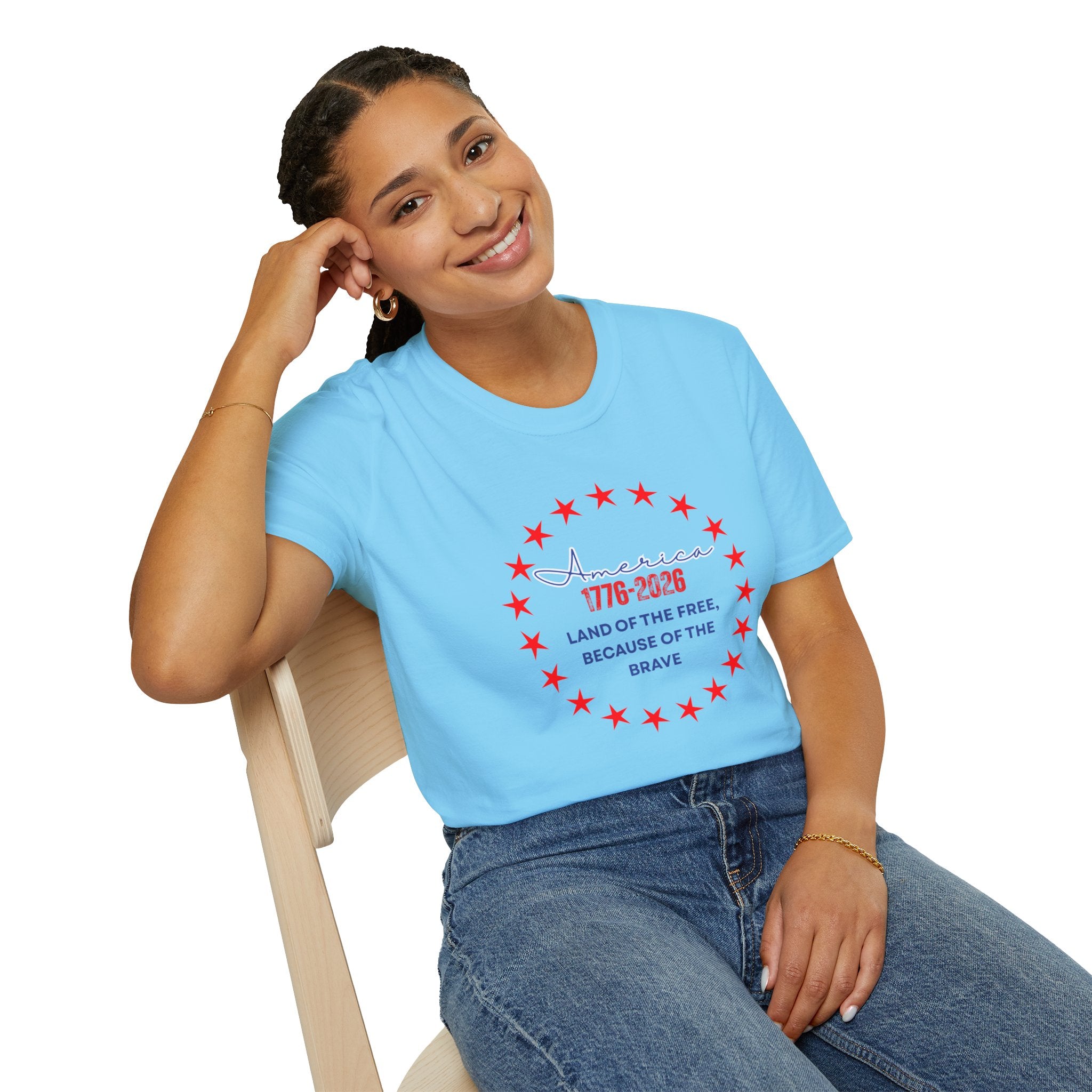 Relaxed Soft Tee- Men and Women - Home of the Free because of the brave