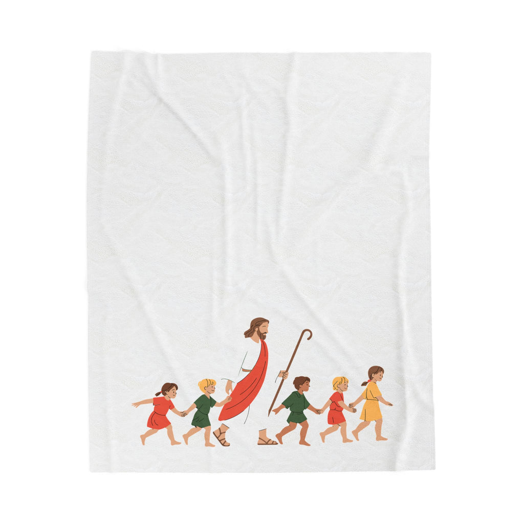 Velveteen Plush Blanket - Jesus with the babies