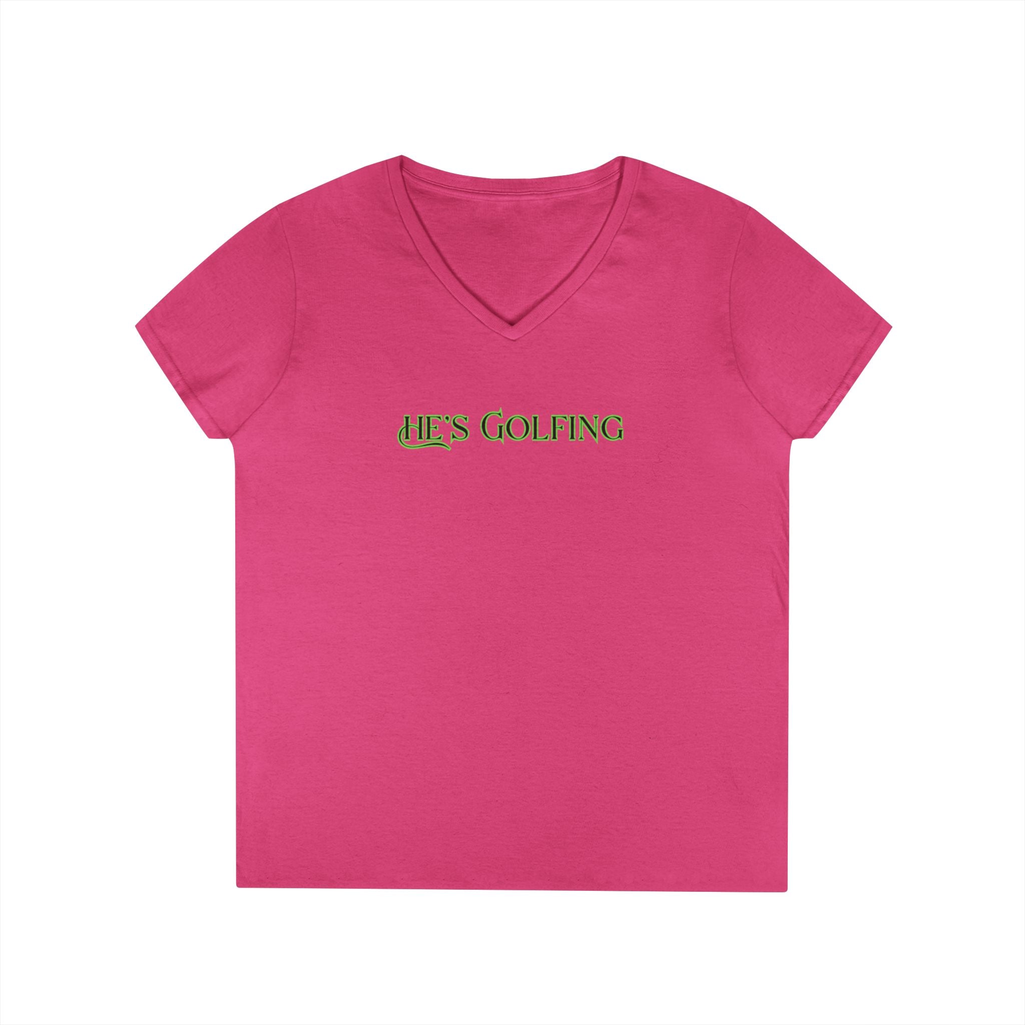 Ladies' V-Neck T-Shirt - Fitted - He's Golfing Soft Tee