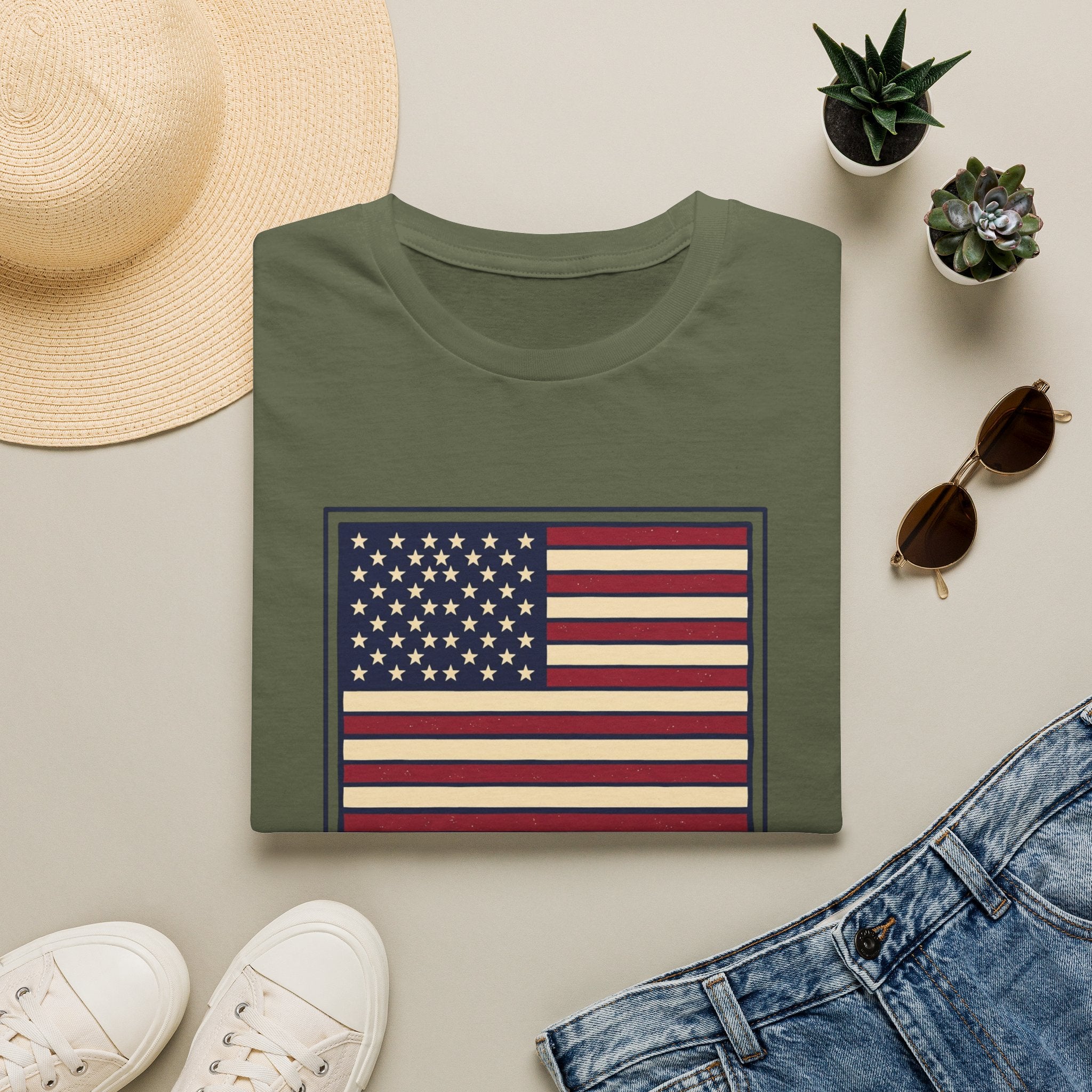 Men and Women - Regular Fit - American Flag and George Washington