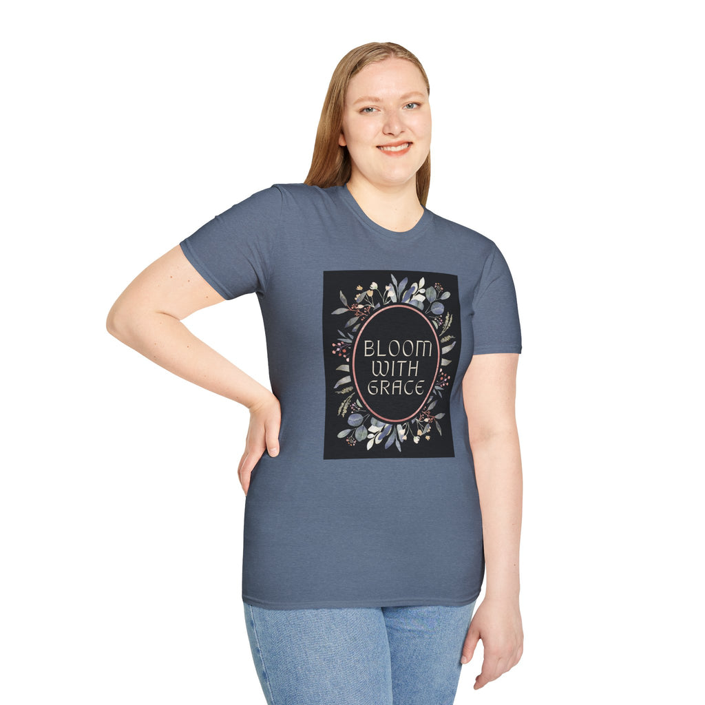 Women's Relaxed Tee - Bloom with Grace Back flowers