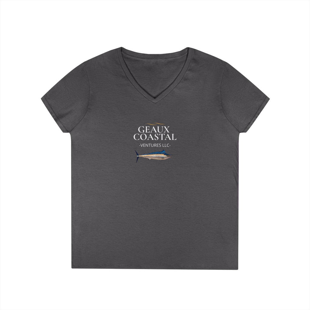 Women's V Neck Marlin Geaux Coastal Soft Tee - Slim