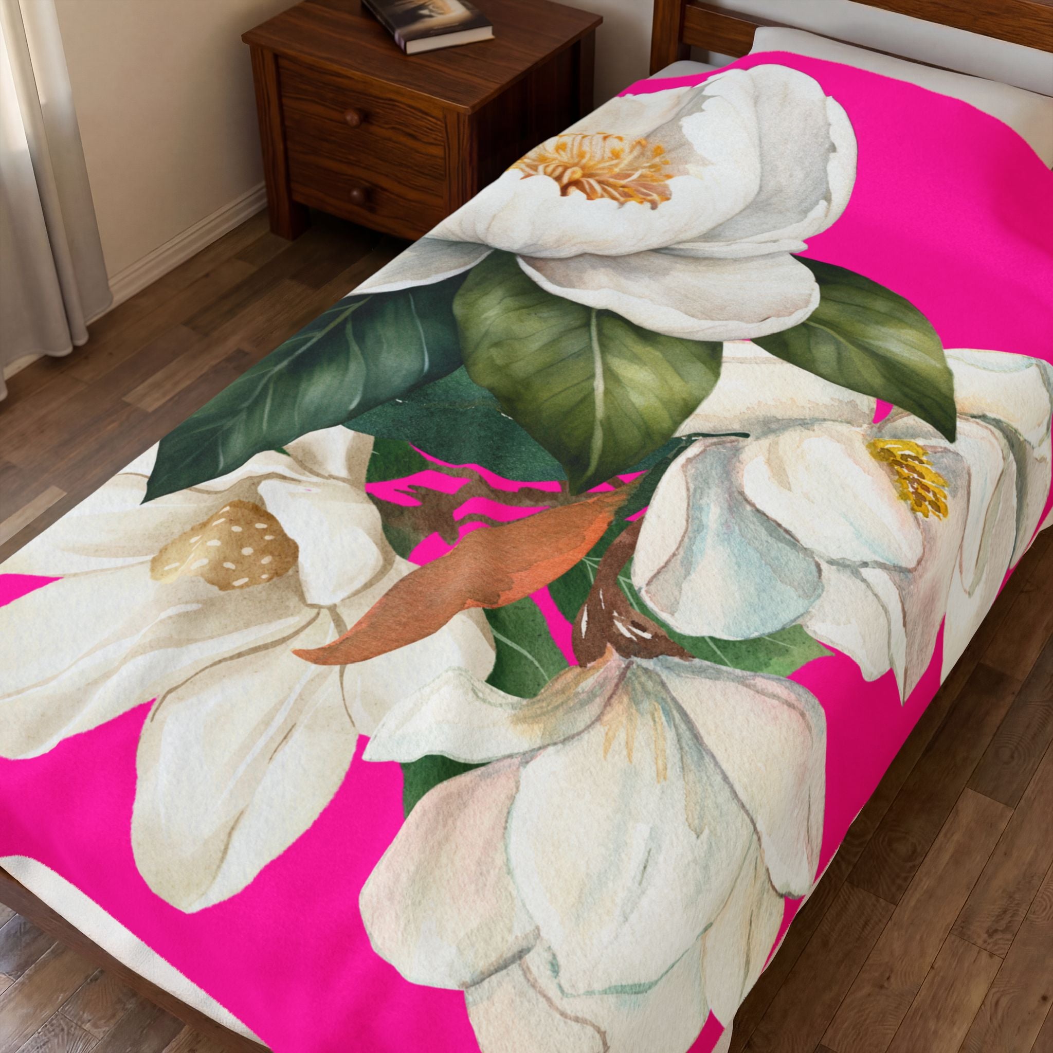 Soft Plush Blanket - Pink Flowers