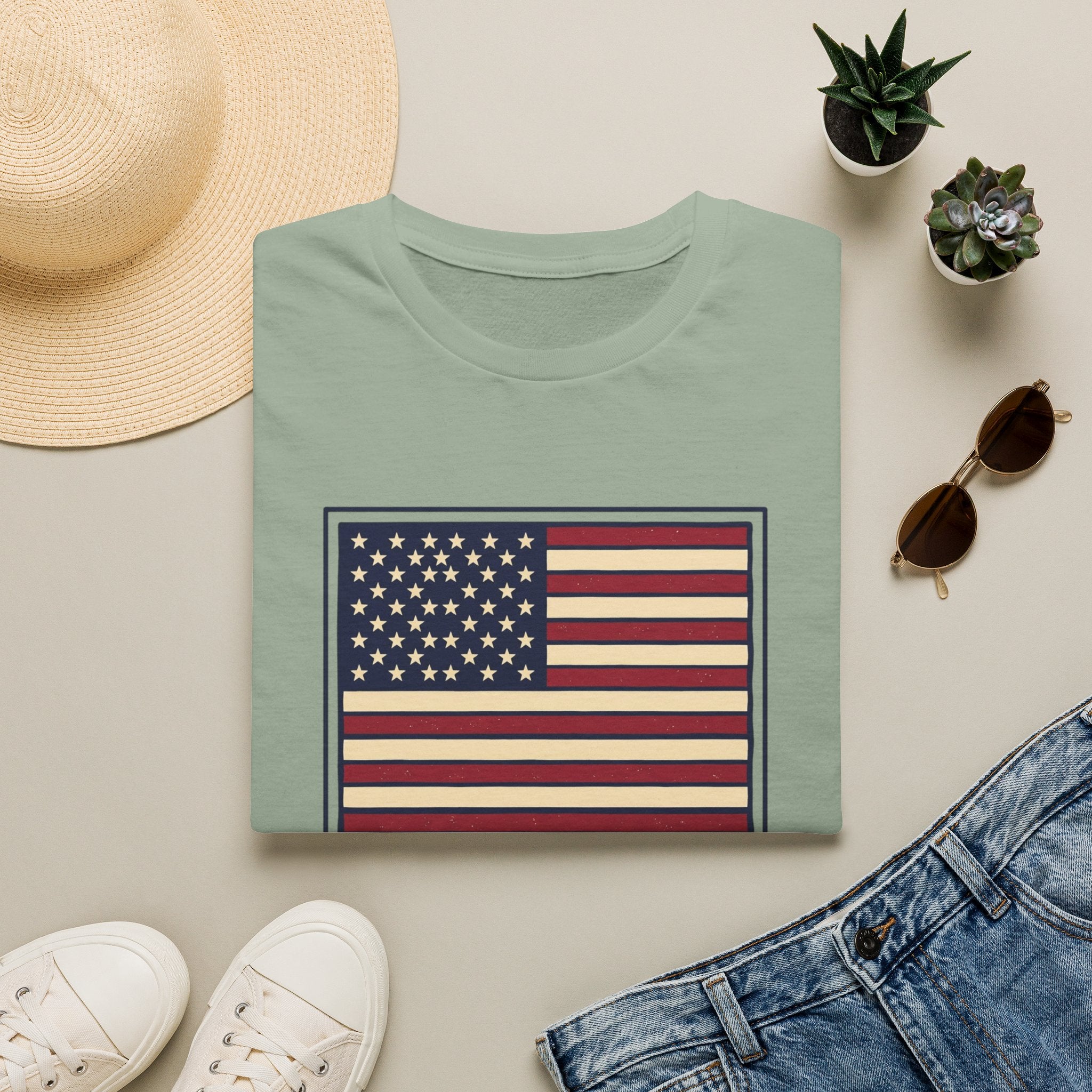 Men and Women - Regular Fit - American Flag and George Washington