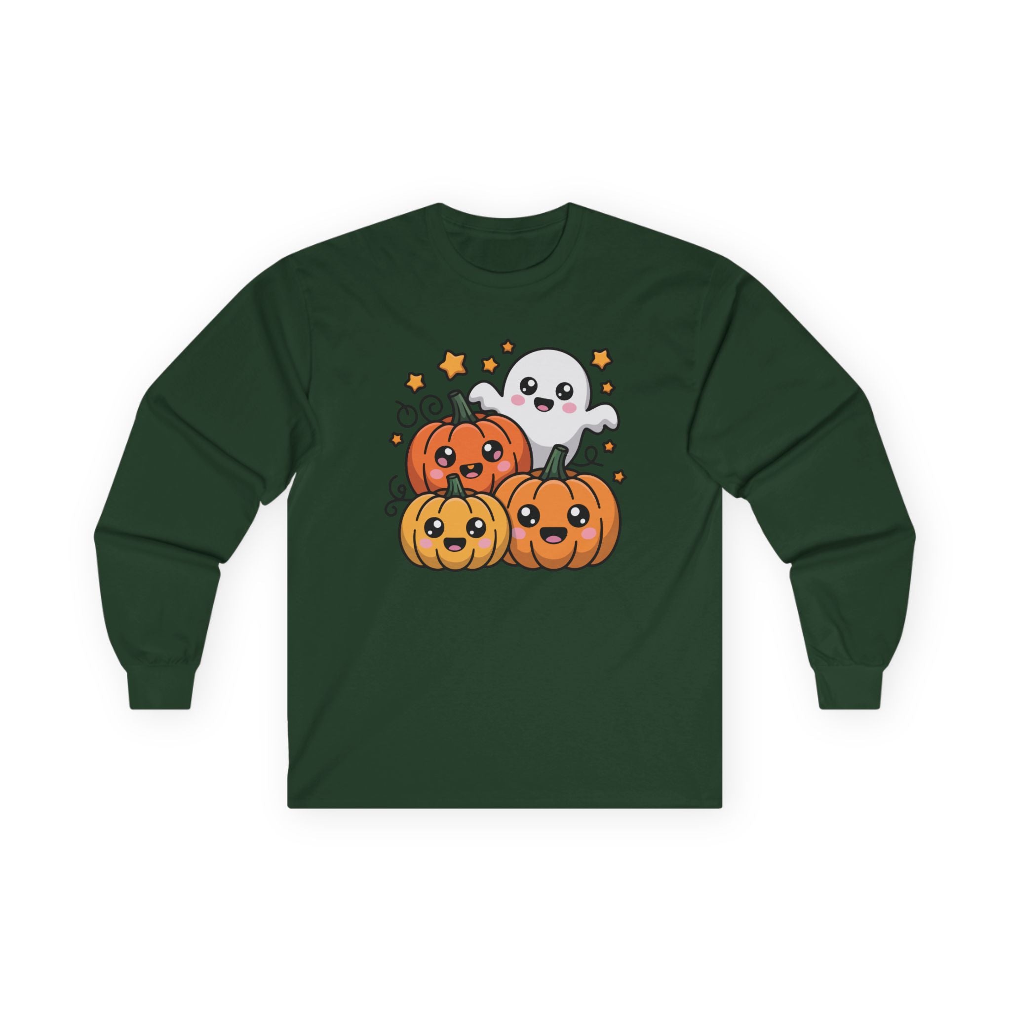 Womens Soft Relaxed Long Sleeve - Halloween Cute  - Pumpkins