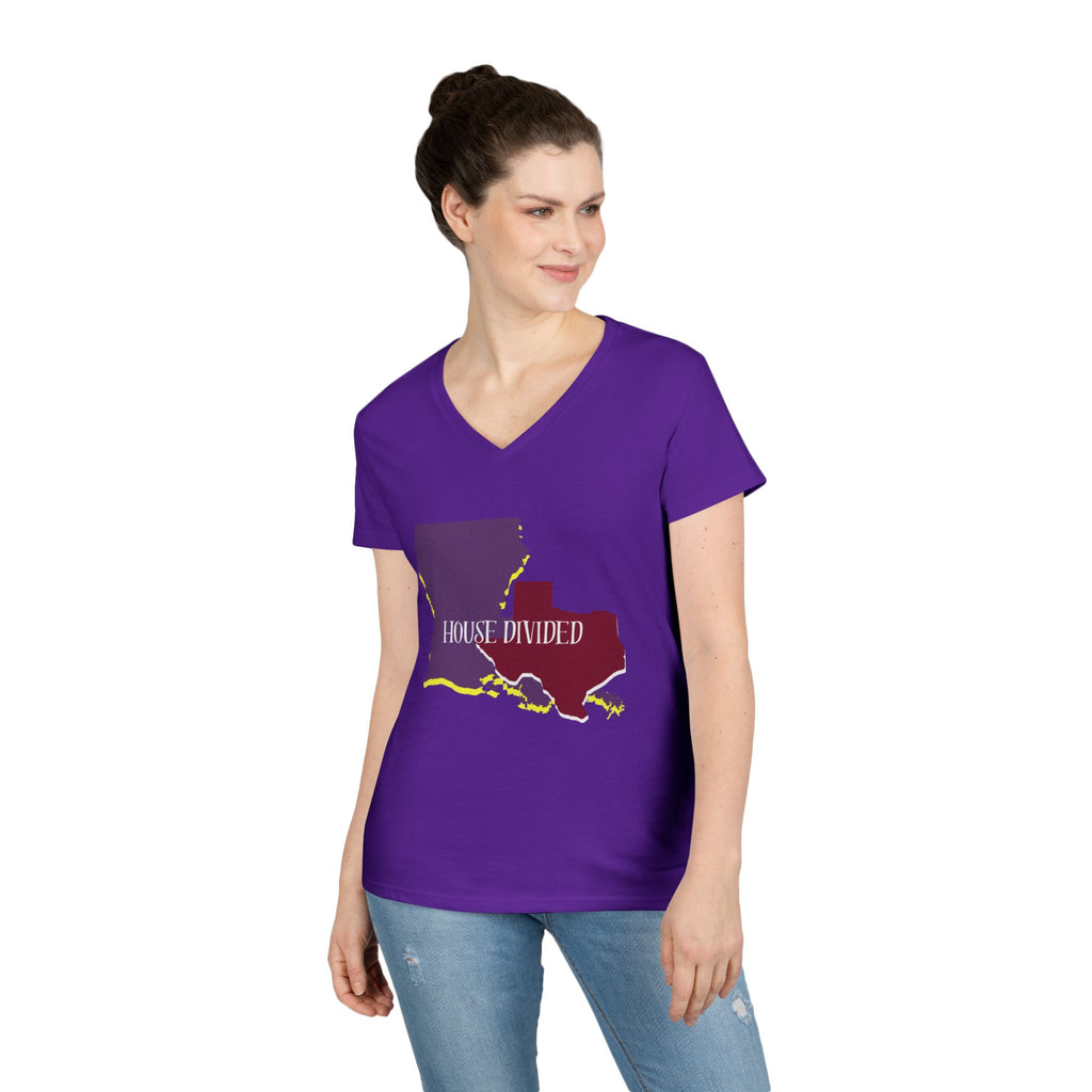 Ladies' V-Neck Tee Fitted - "Aggies" "LSU" "House Divided"