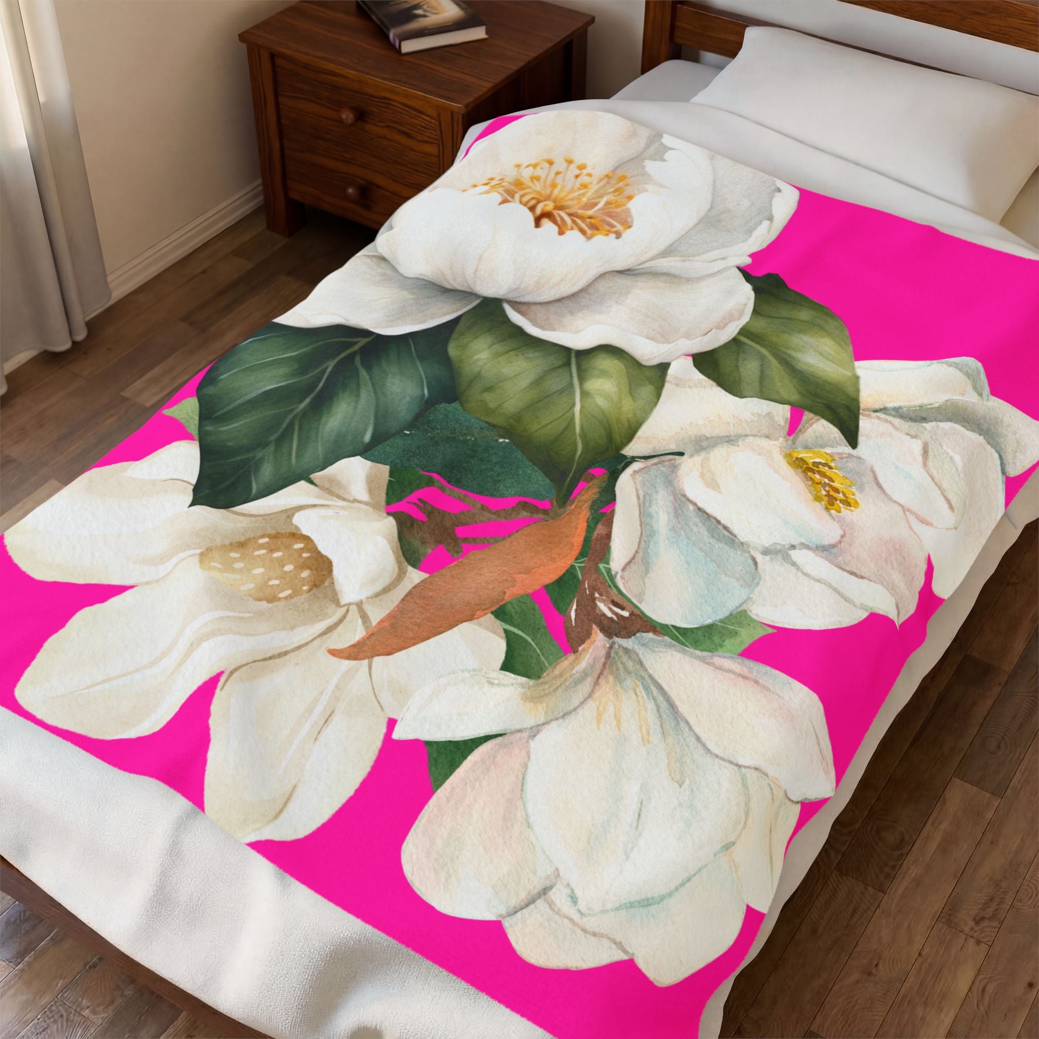 Soft Plush Blanket - Pink Flowers