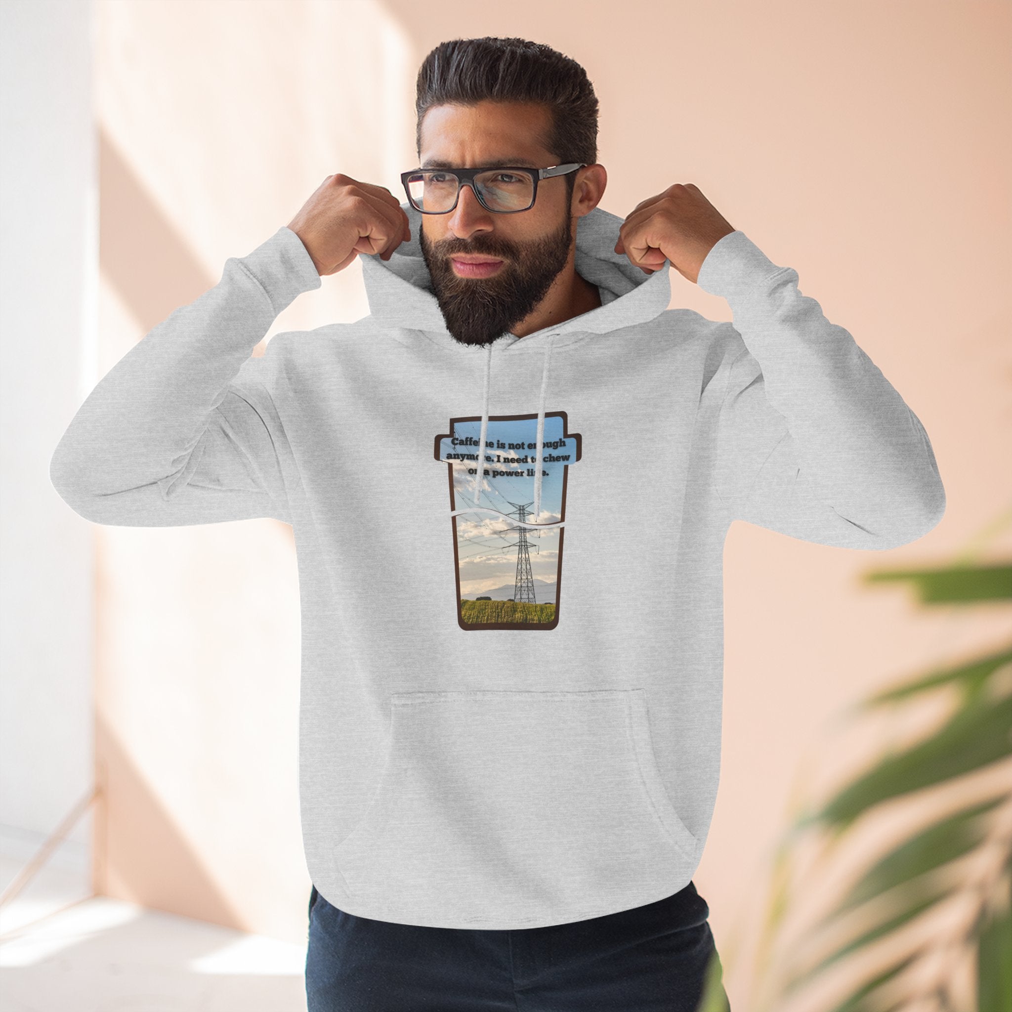 Soft Regular fit Hoodie - Men and Women - Coffee and power lines