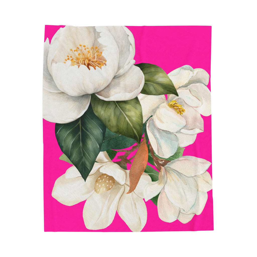 Soft Plush Blanket - Pink Flowers