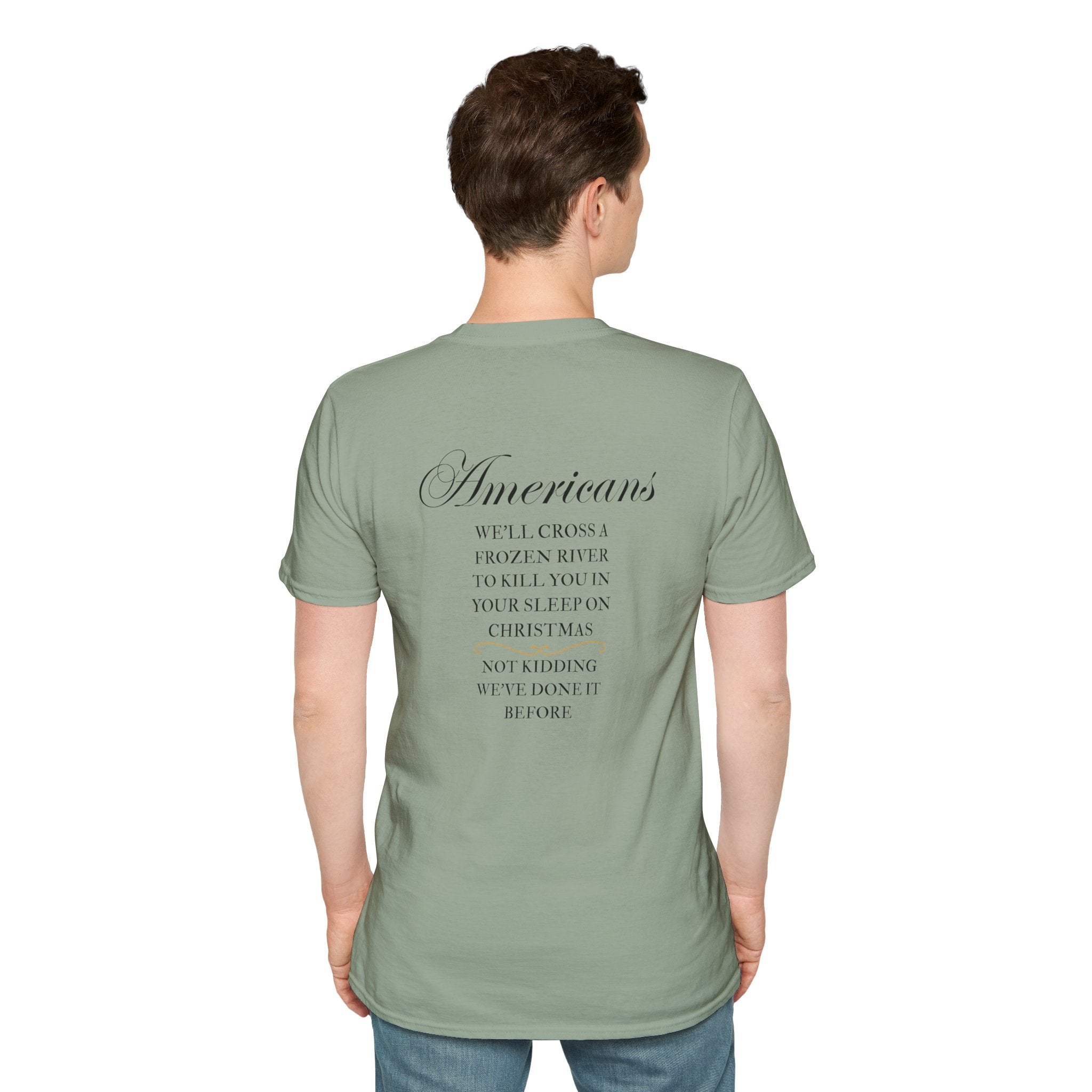 Men and Women - Soft Relaxed Tee- Americans crossing the river at christmas - american revolution - funny